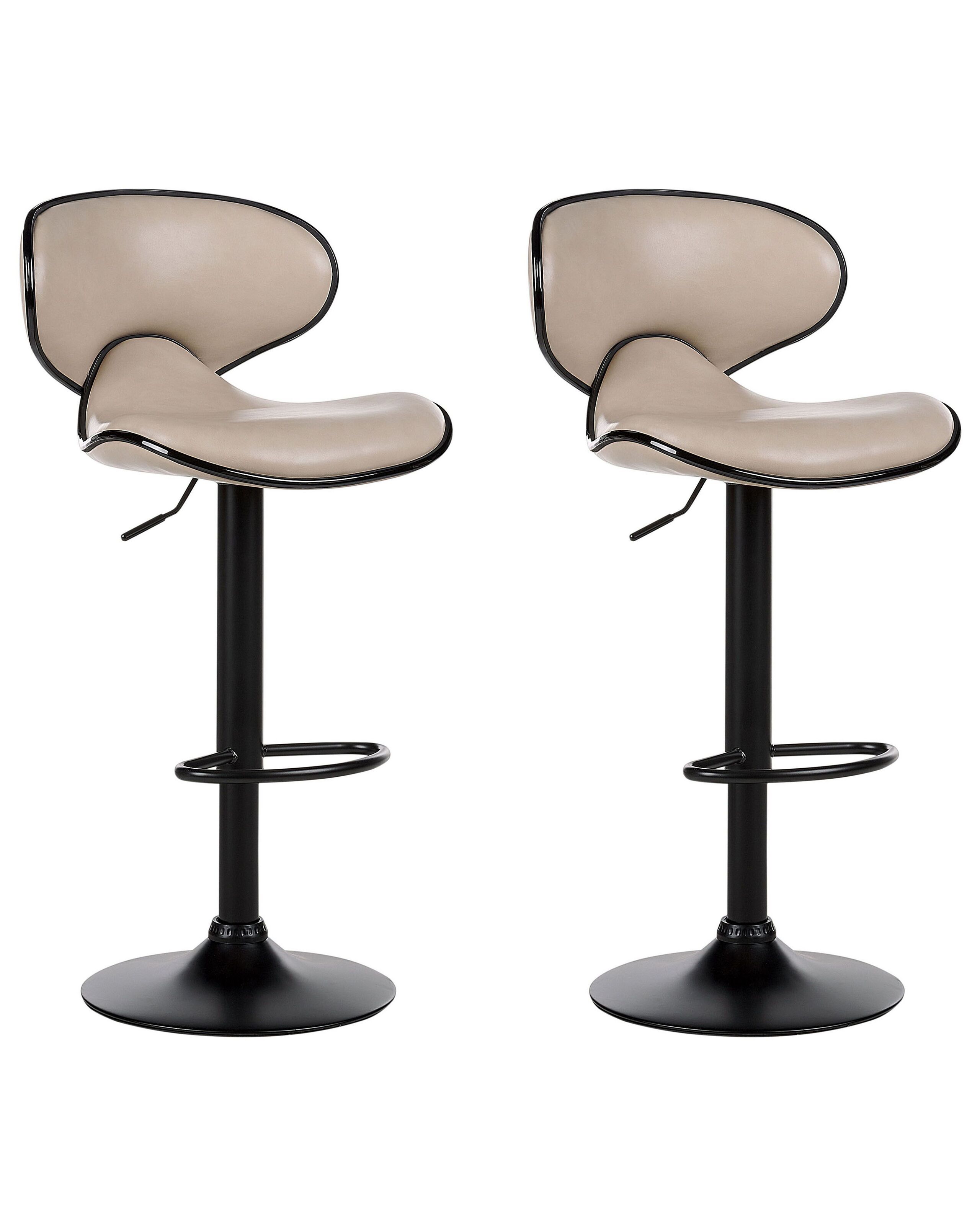 Set of 2 Faux Leather Swivel Bar Stools Light Beige CONWAY II - Gemini Interiors