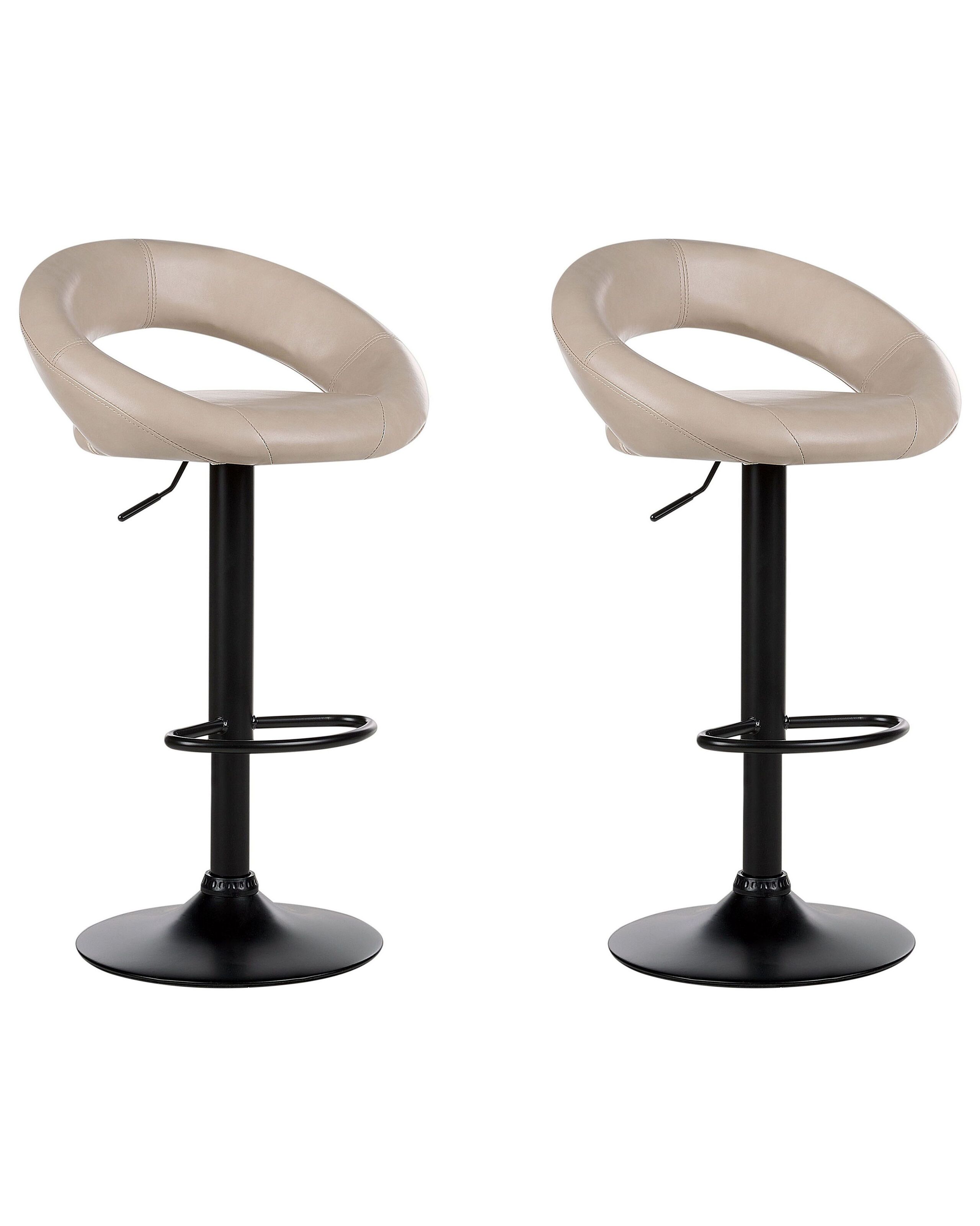 Set of 2 Faux Leather Swivel Bar Stools Light Beige PEORIA II - Gemini Interiors