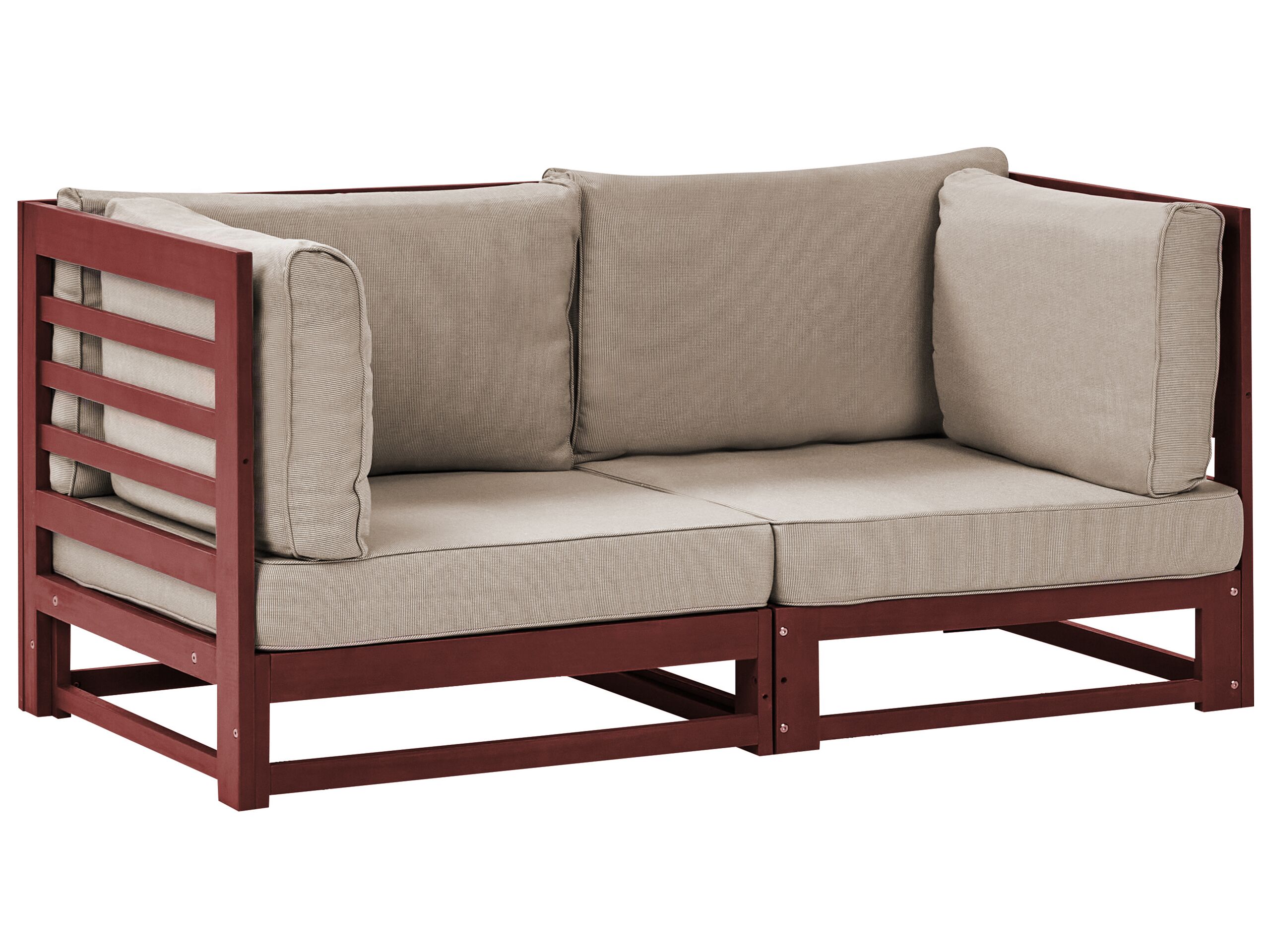 2 Seater Acacia Wood Garden Sofa Mahogany Brown TRANI - Gemini Interiors