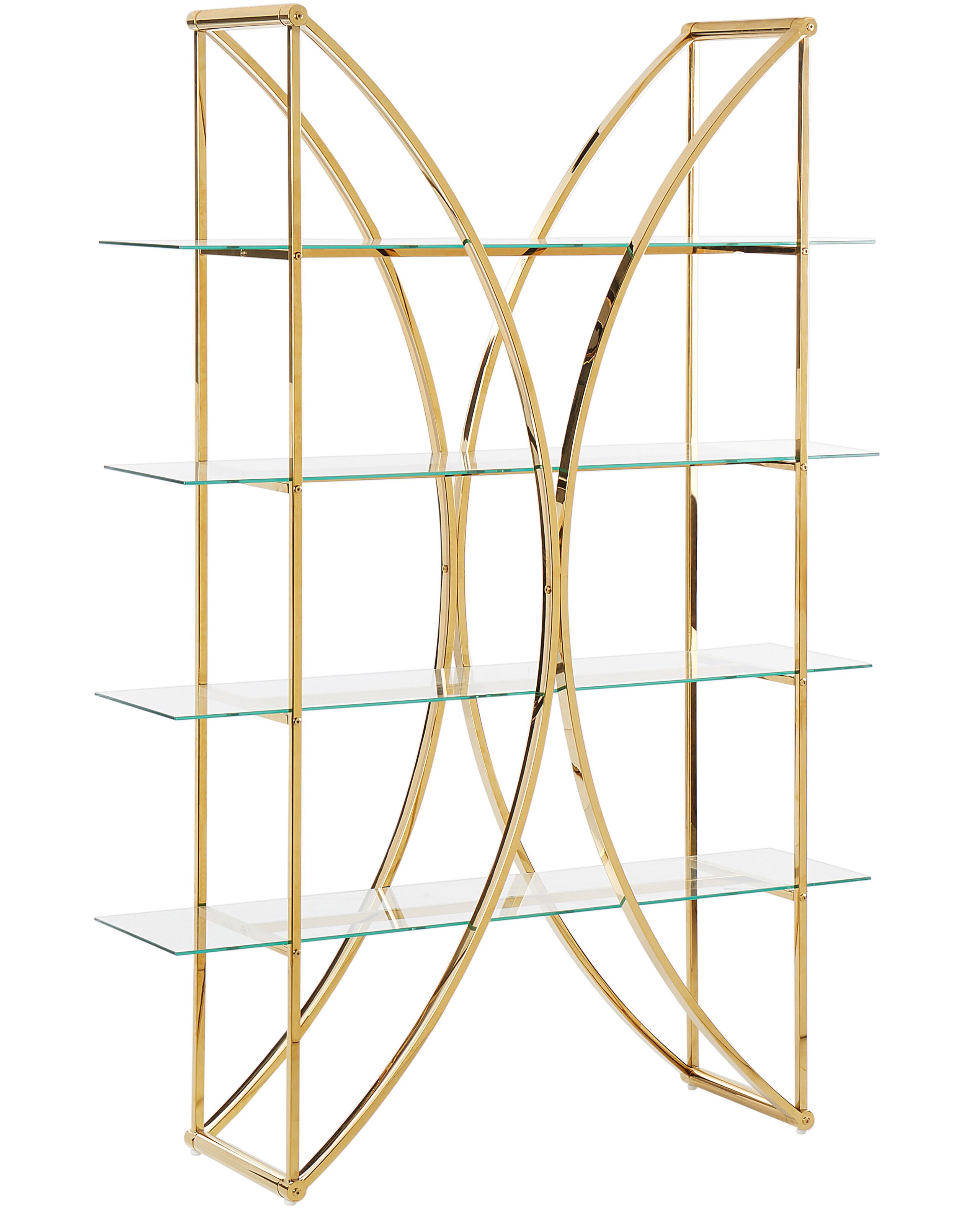 4 Tier Metal Bookcase Gold HOLLOW - Gemini Interiors