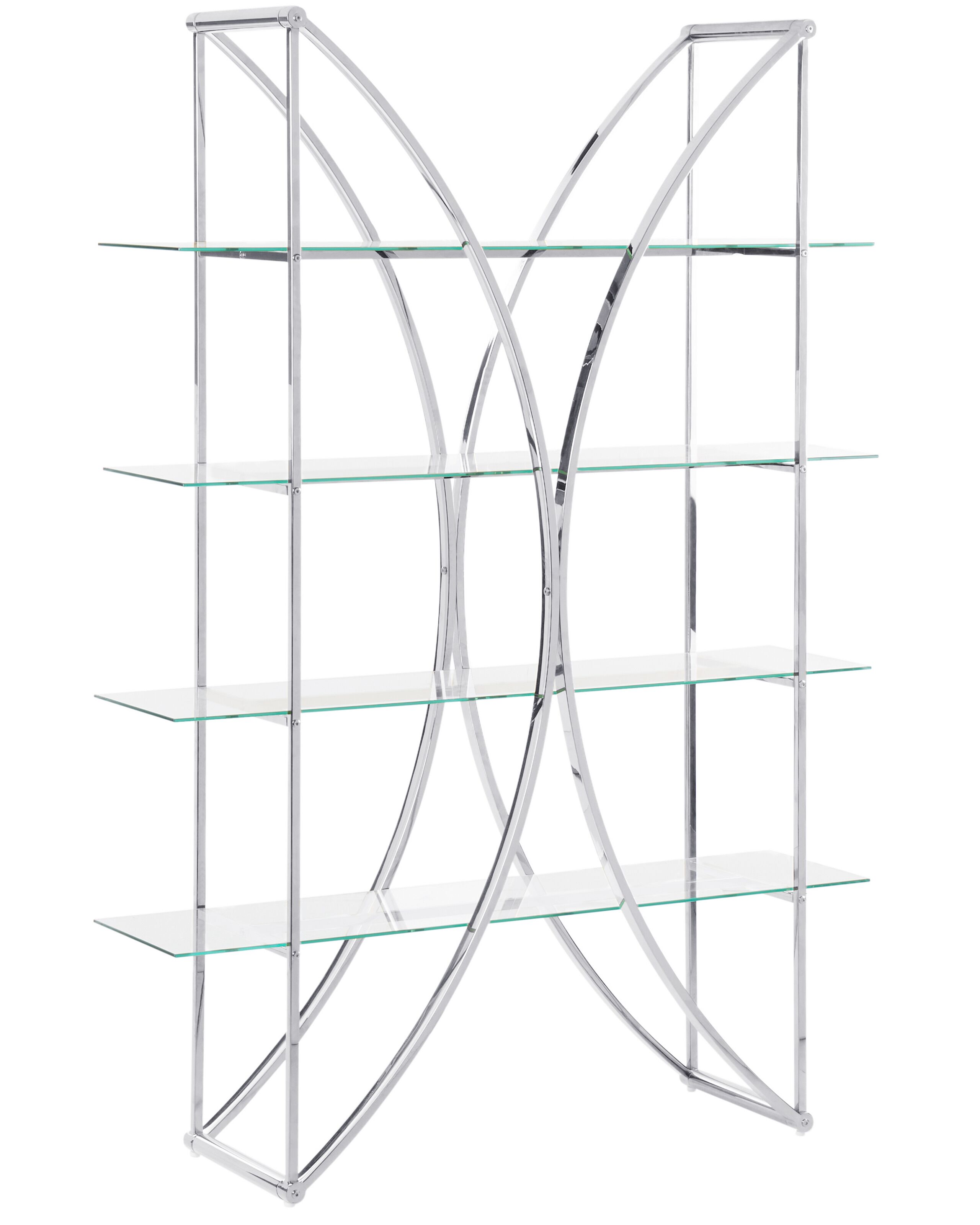 4 Tier Metal Bookcase Silver HOLLOW - Gemini Interiors