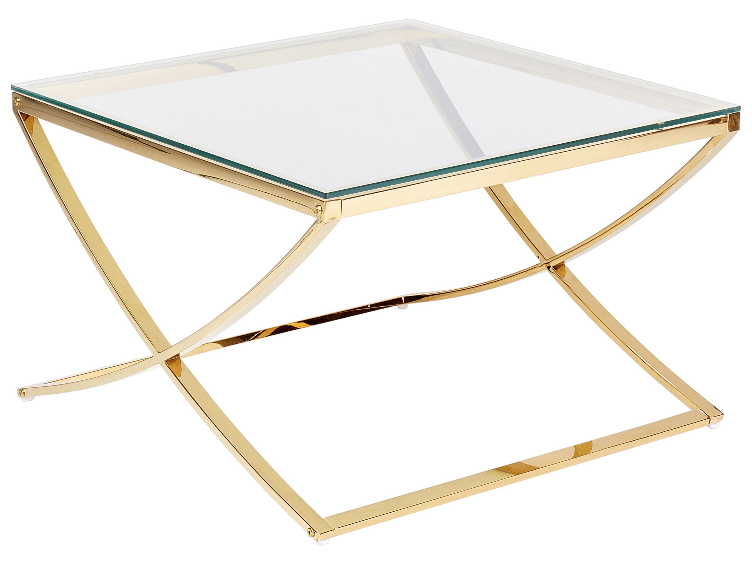Glass Top Coffee Table Gold RINGGOLD - Gemini Interiors
