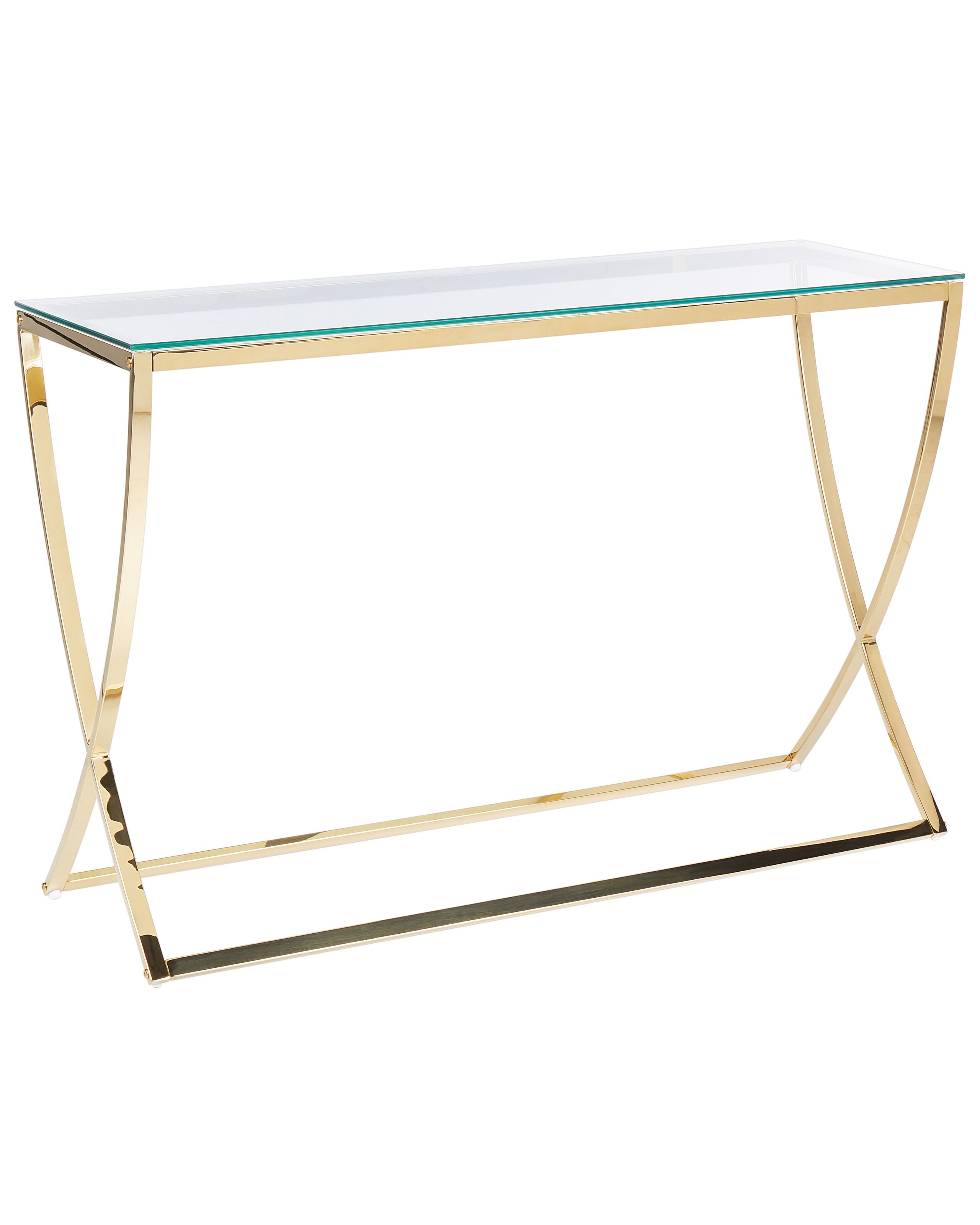 Glass Top Console Table Gold RINGGOLD - Gemini Interiors
