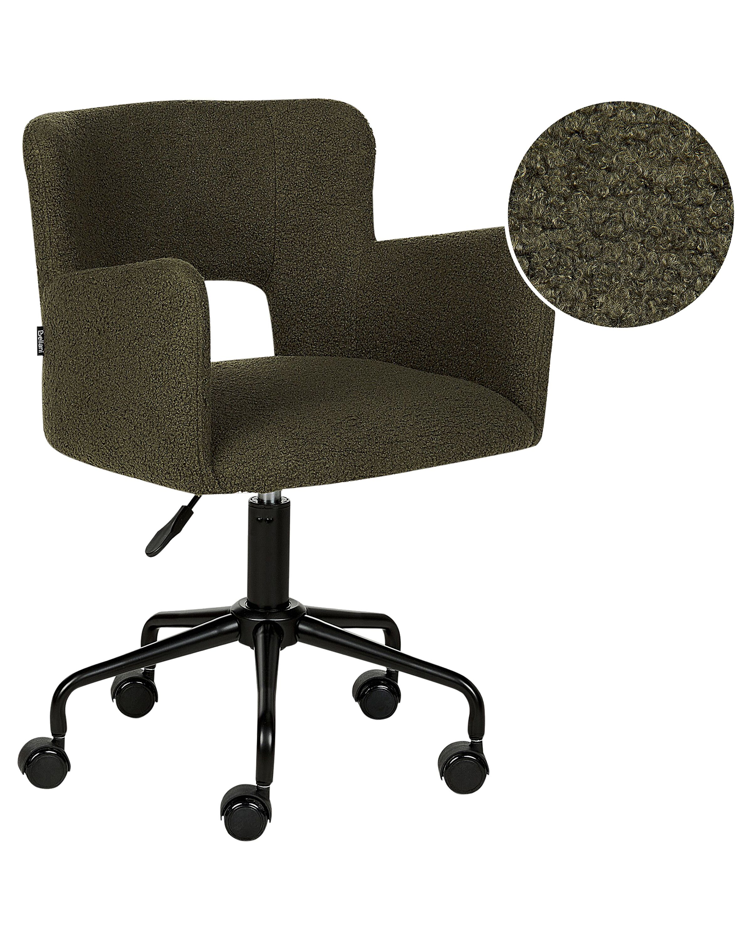 Boucle Desk Chair Green SANILAC - Gemini Interiors