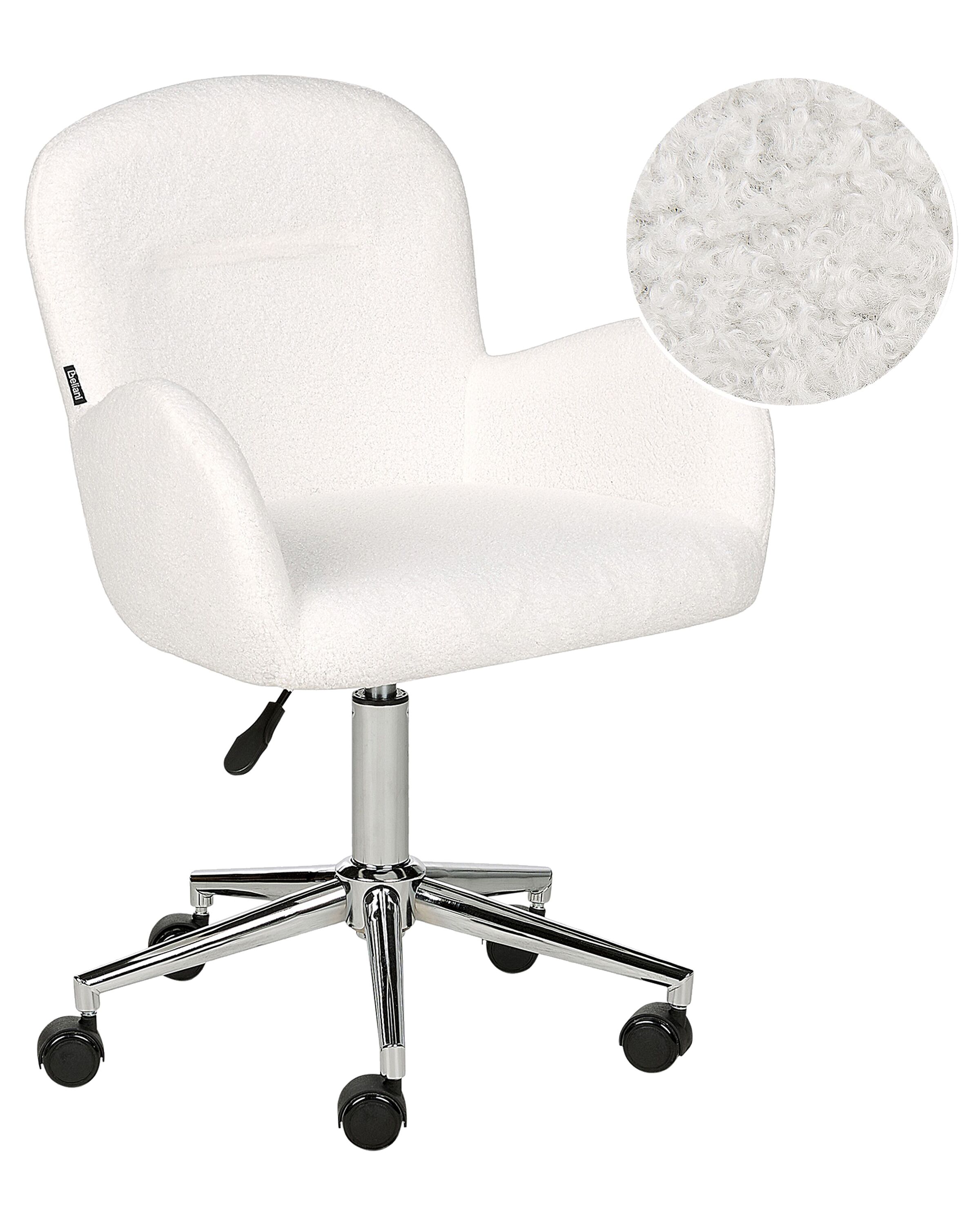 Boucle Desk Chair White PRIDDY - Gemini Interiors