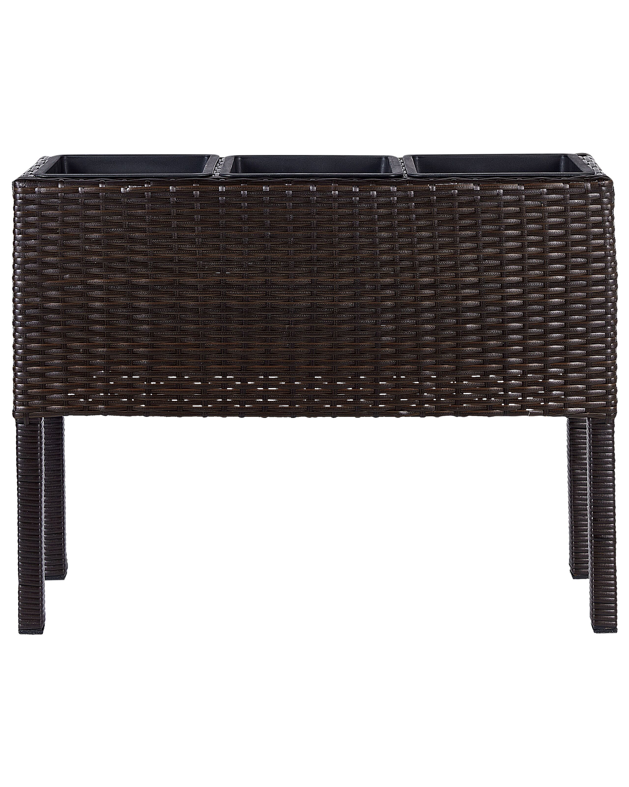 PE Rattan Raised Planter Box Brown CARAGANA - Gemini Interiors