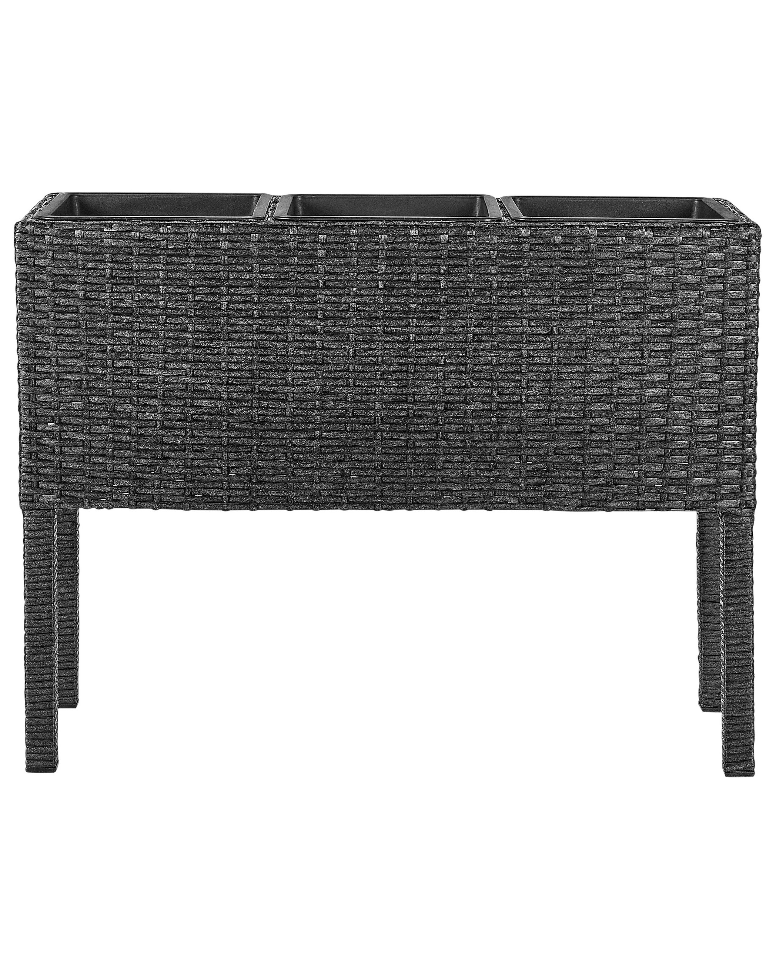 PE Rattan Raised Planter Box Black CARAGANA - Gemini Interiors