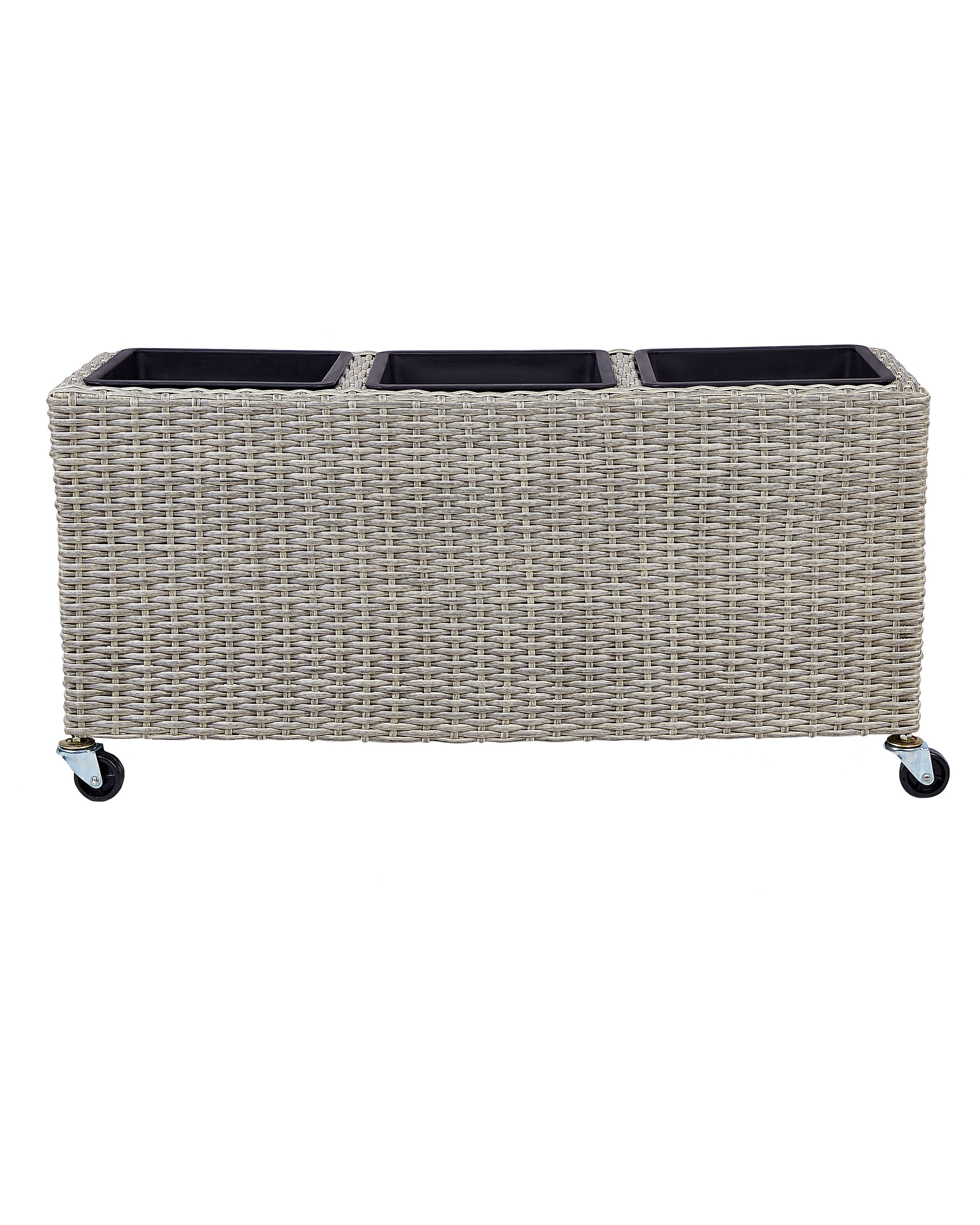 PE Rattan Wheeled Plant Pot Brown BELLIS - Gemini Interiors
