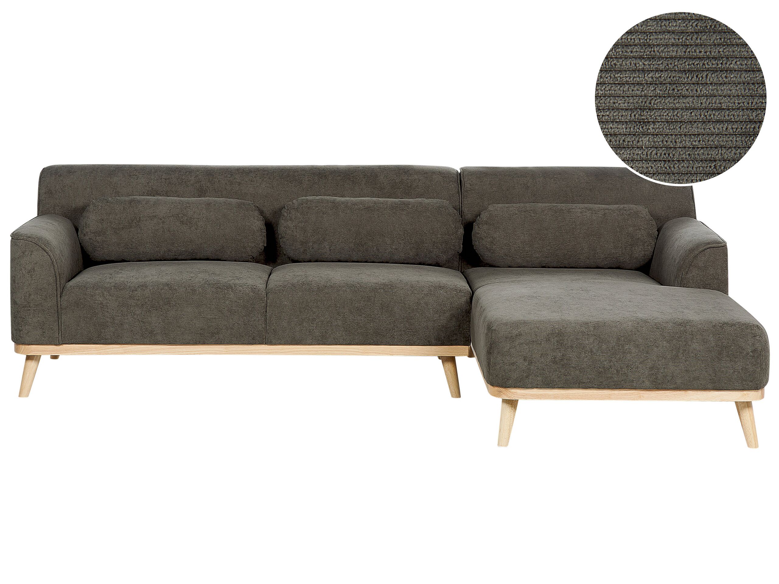 Left Hand Jumbo Cord Corner Sofa Dark Green SIMOS - Gemini Interiors