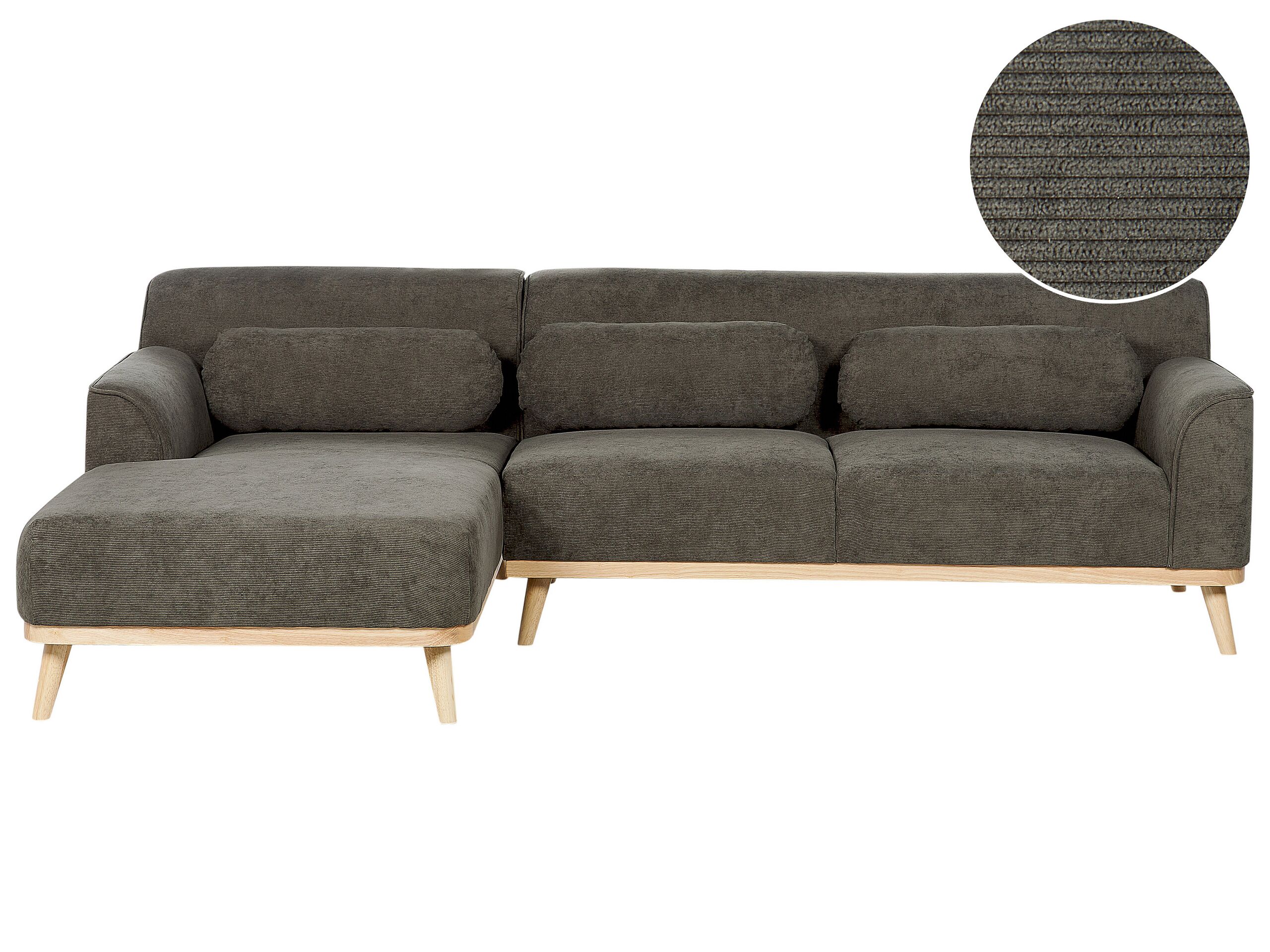 Right Hand Jumbo Cord Corner Sofa Dark Green SIMOS - Gemini Interiors