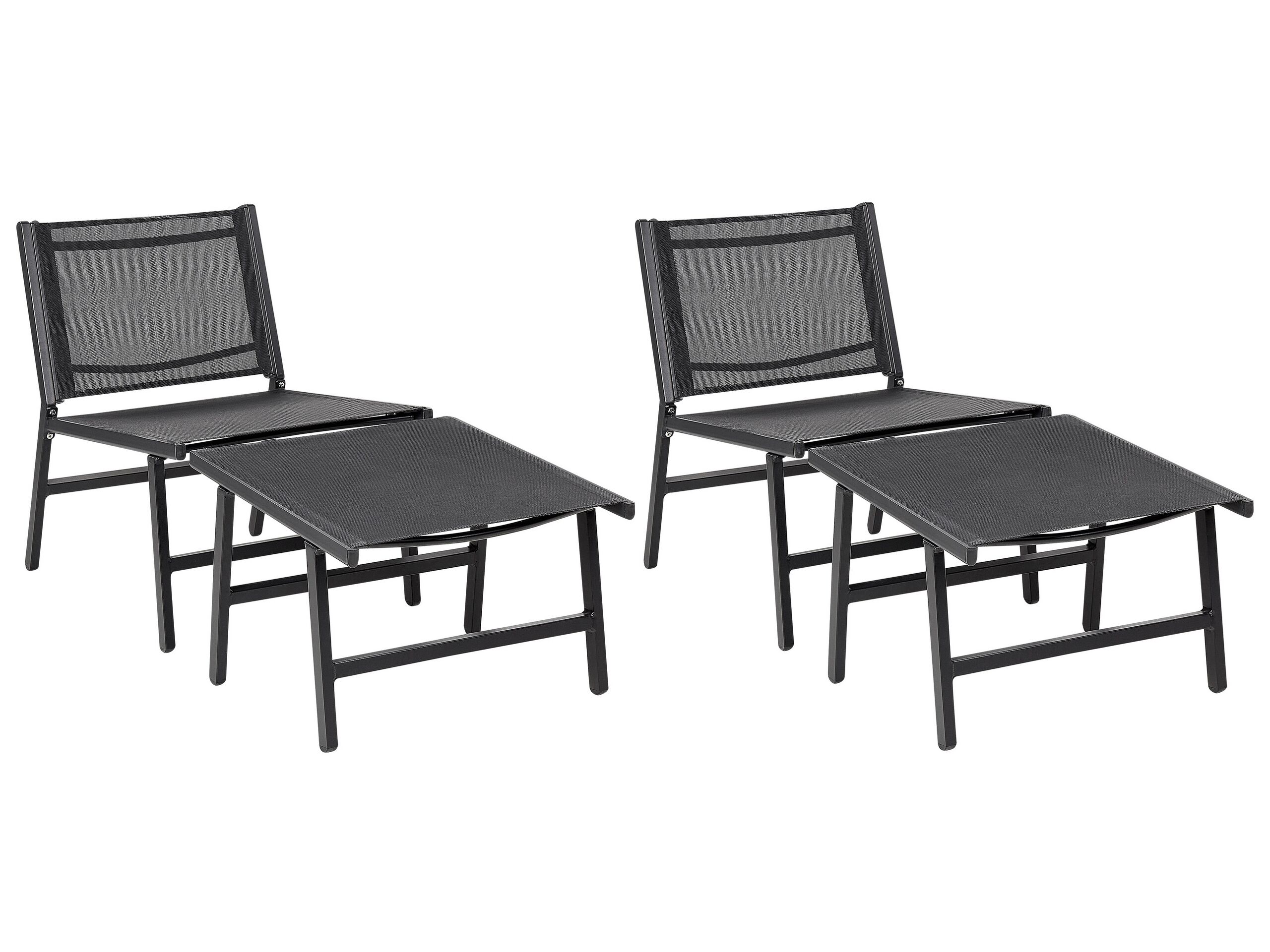 Set of 2 Garden Chairs with Footrests Black MARCEDDI - Gemini Interiors