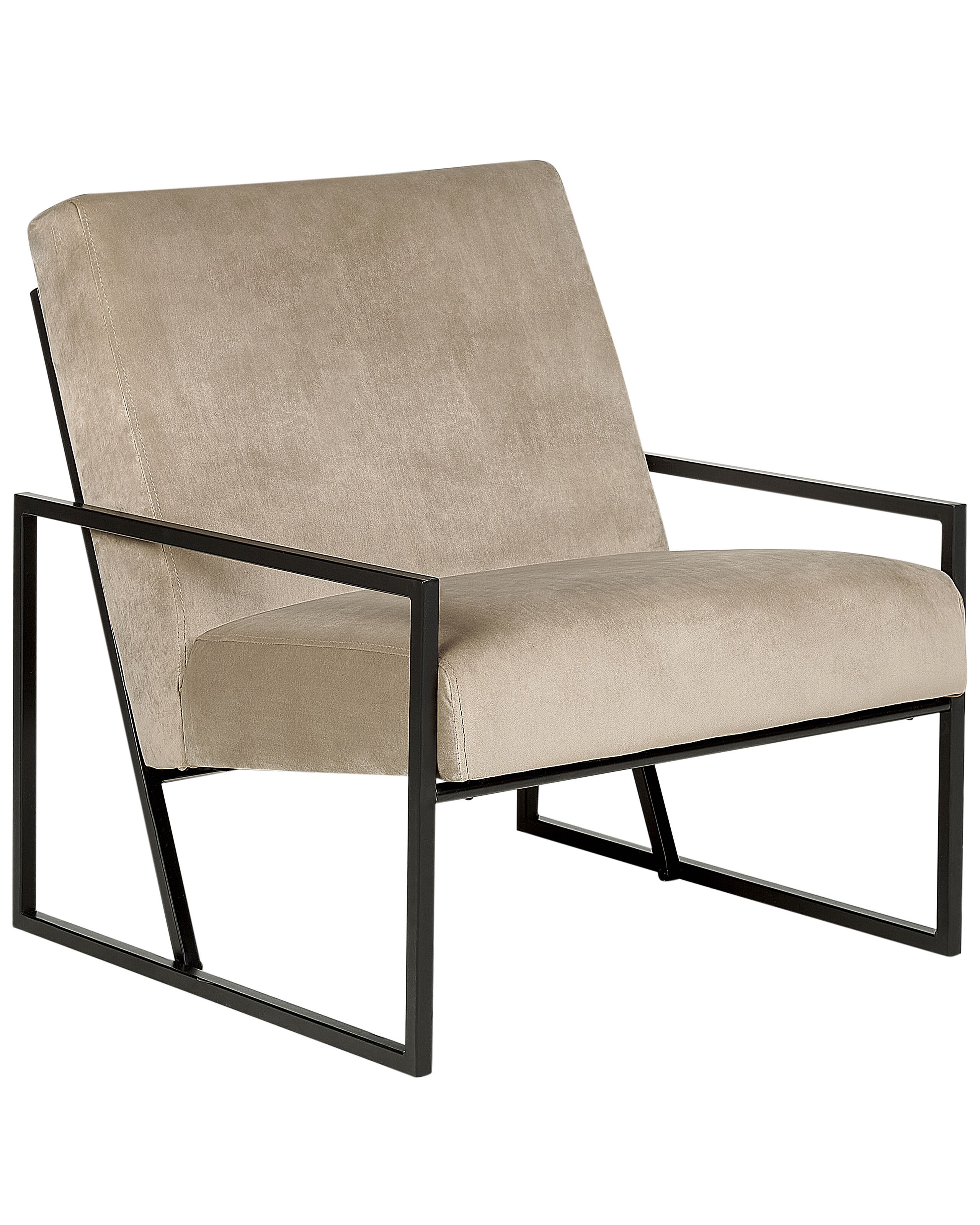 Velvet Armchair Taupe DELARY - Gemini Interiors