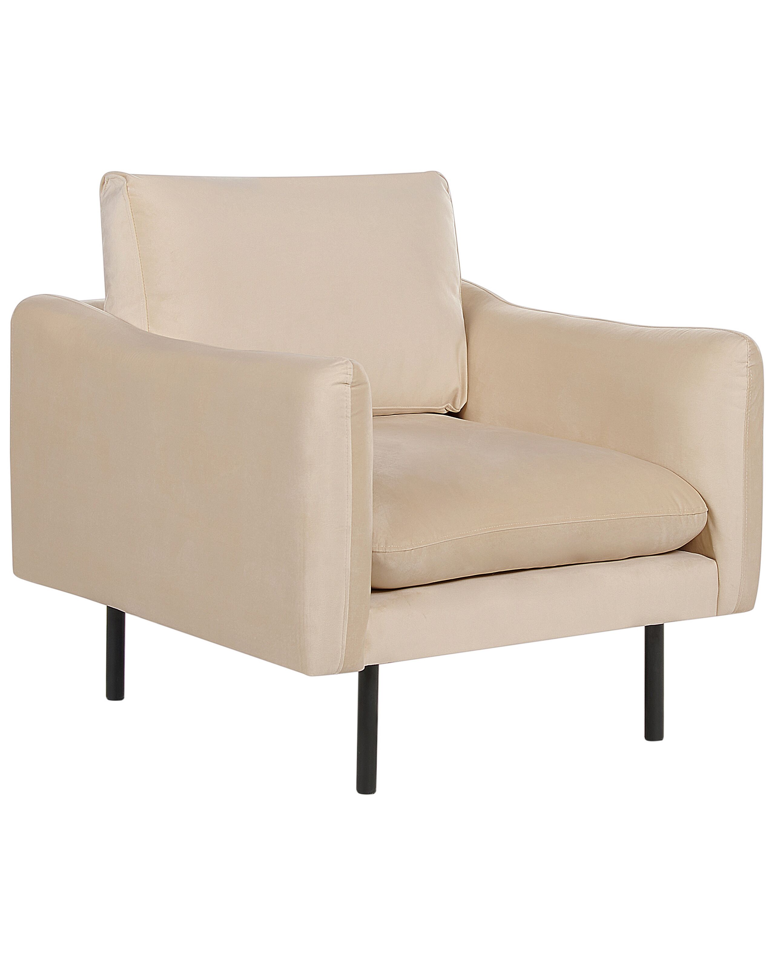 Velvet Armchair Beige VINTERBRO - Gemini Interiors