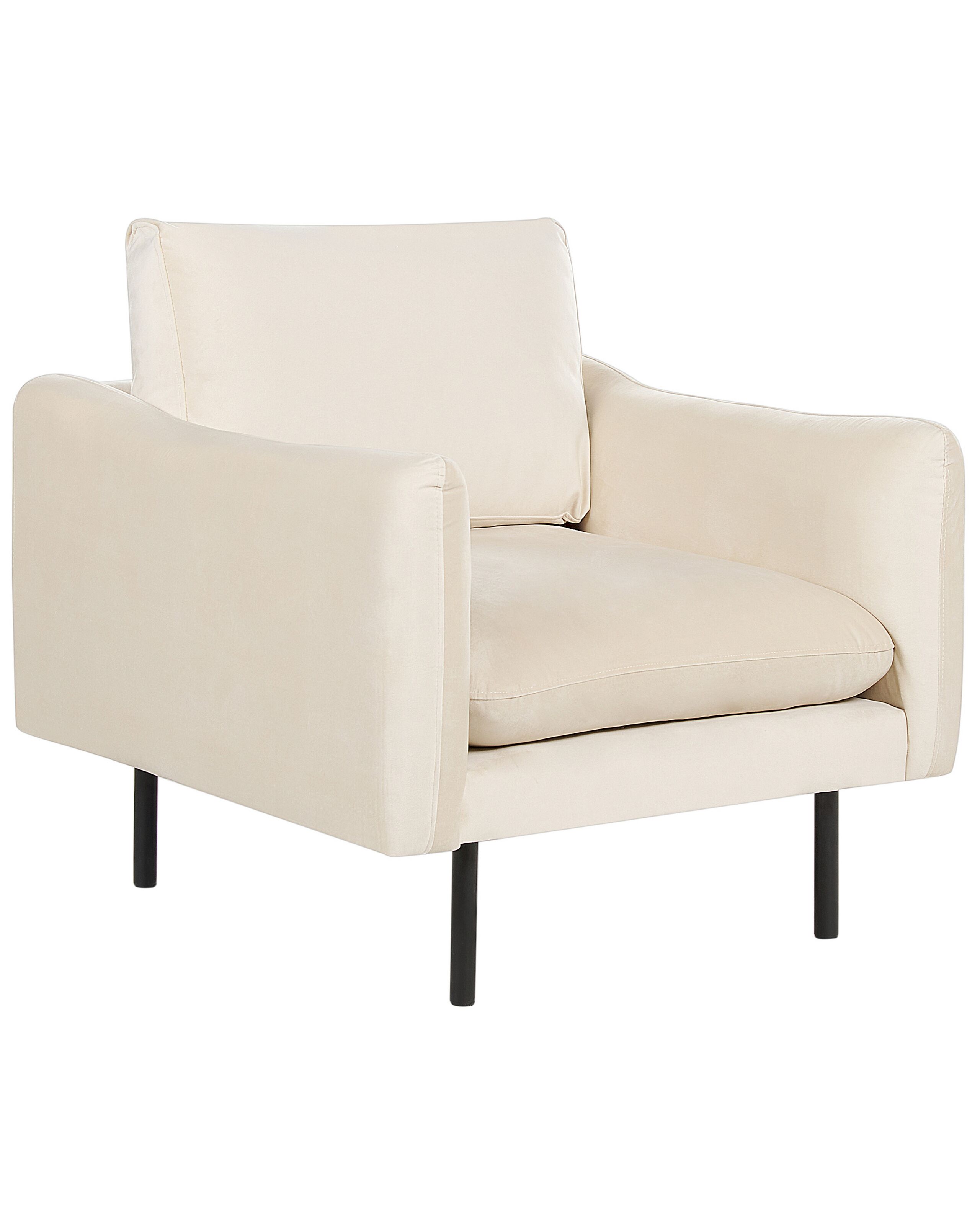Velvet Armchair Light Beige VINTERBRO - Gemini Interiors