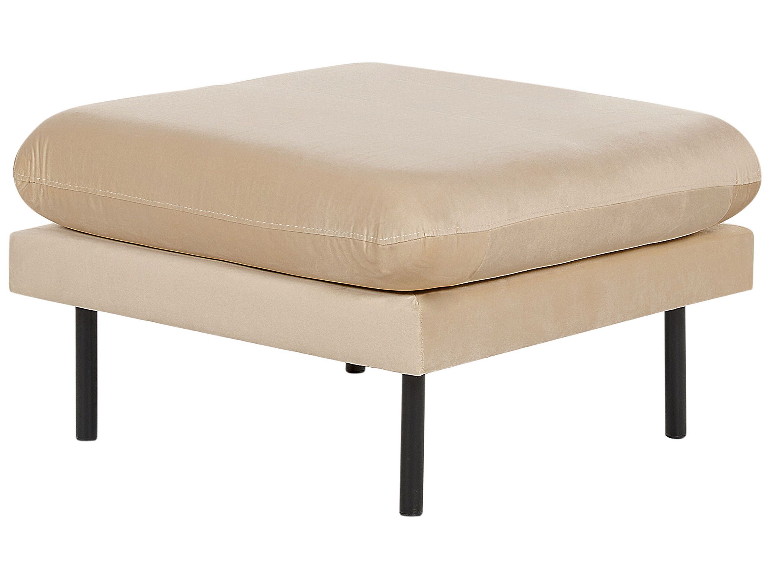 Velvet Ottoman Beige VINTERBRO - Gemini Interiors