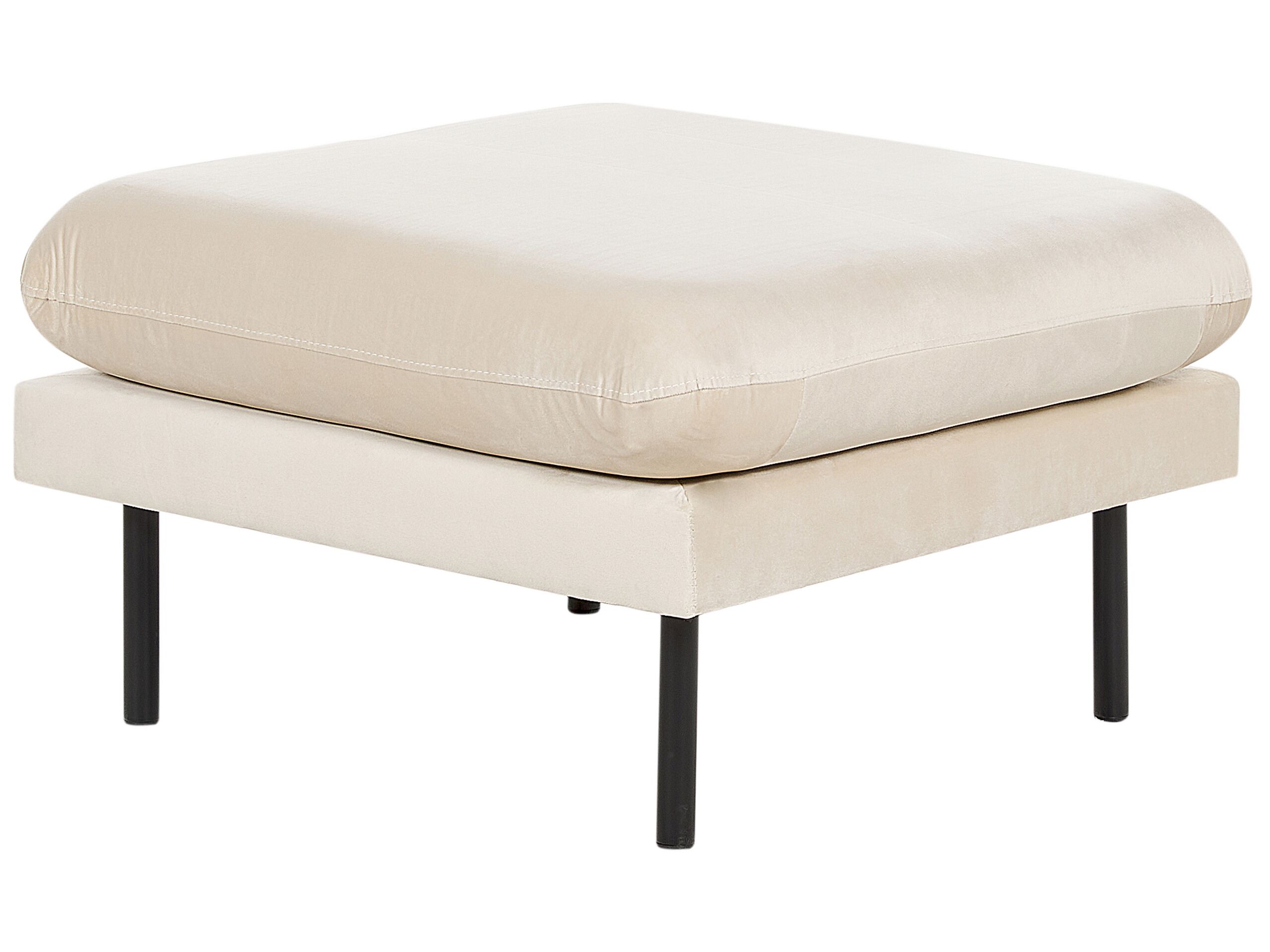 Velvet Ottoman Light Beige VINTERBRO - Gemini Interiors