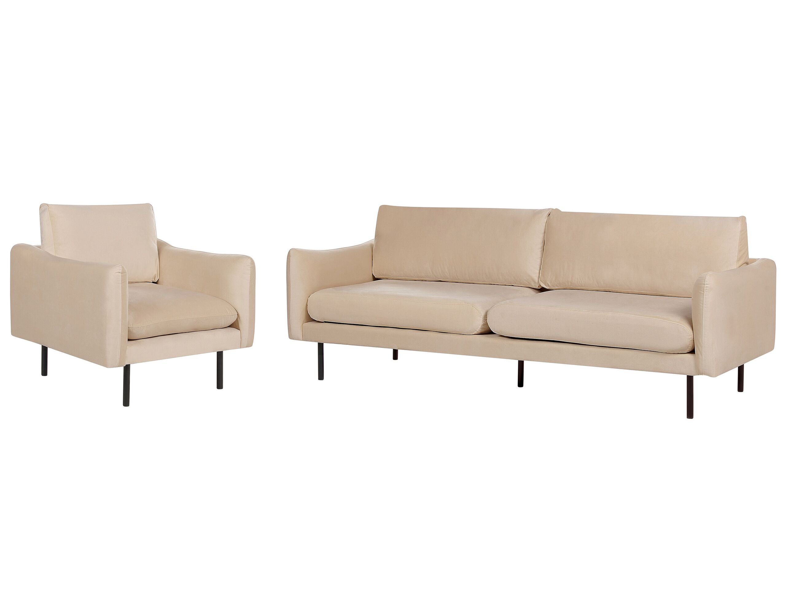 Velvet Living Room Set Beige VINTERBRO - Gemini Interiors