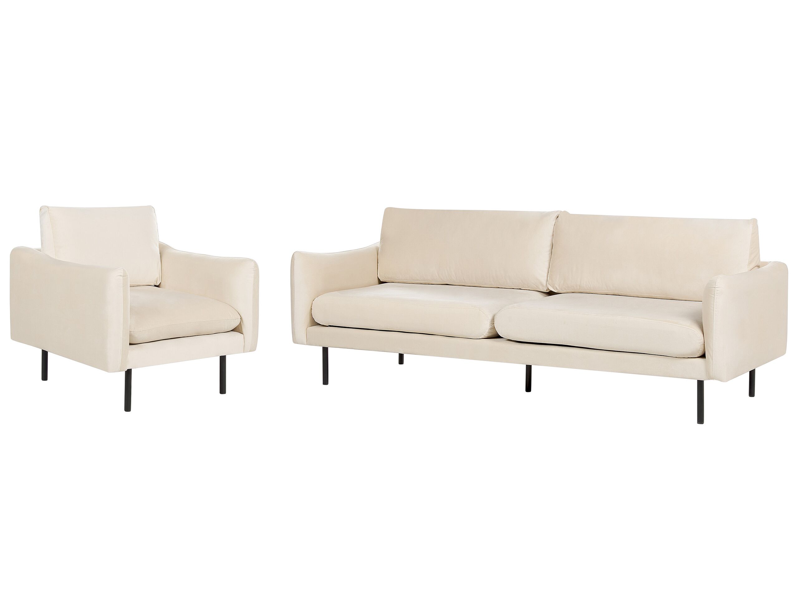 Velvet Living Room Set Light Beige VINTERBRO - Gemini Interiors
