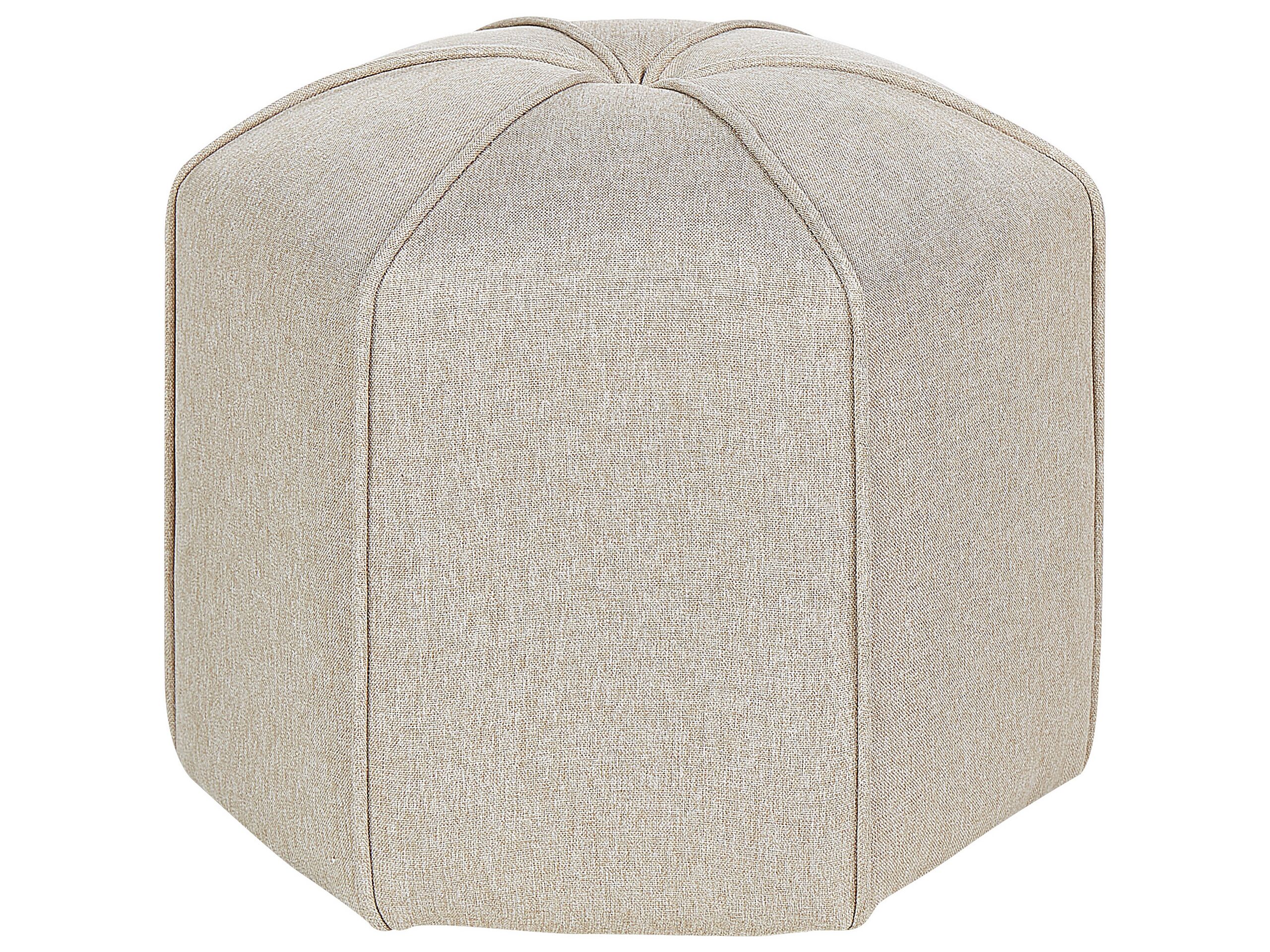 Linen Pouffe Beige WISHEK - Gemini Interiors