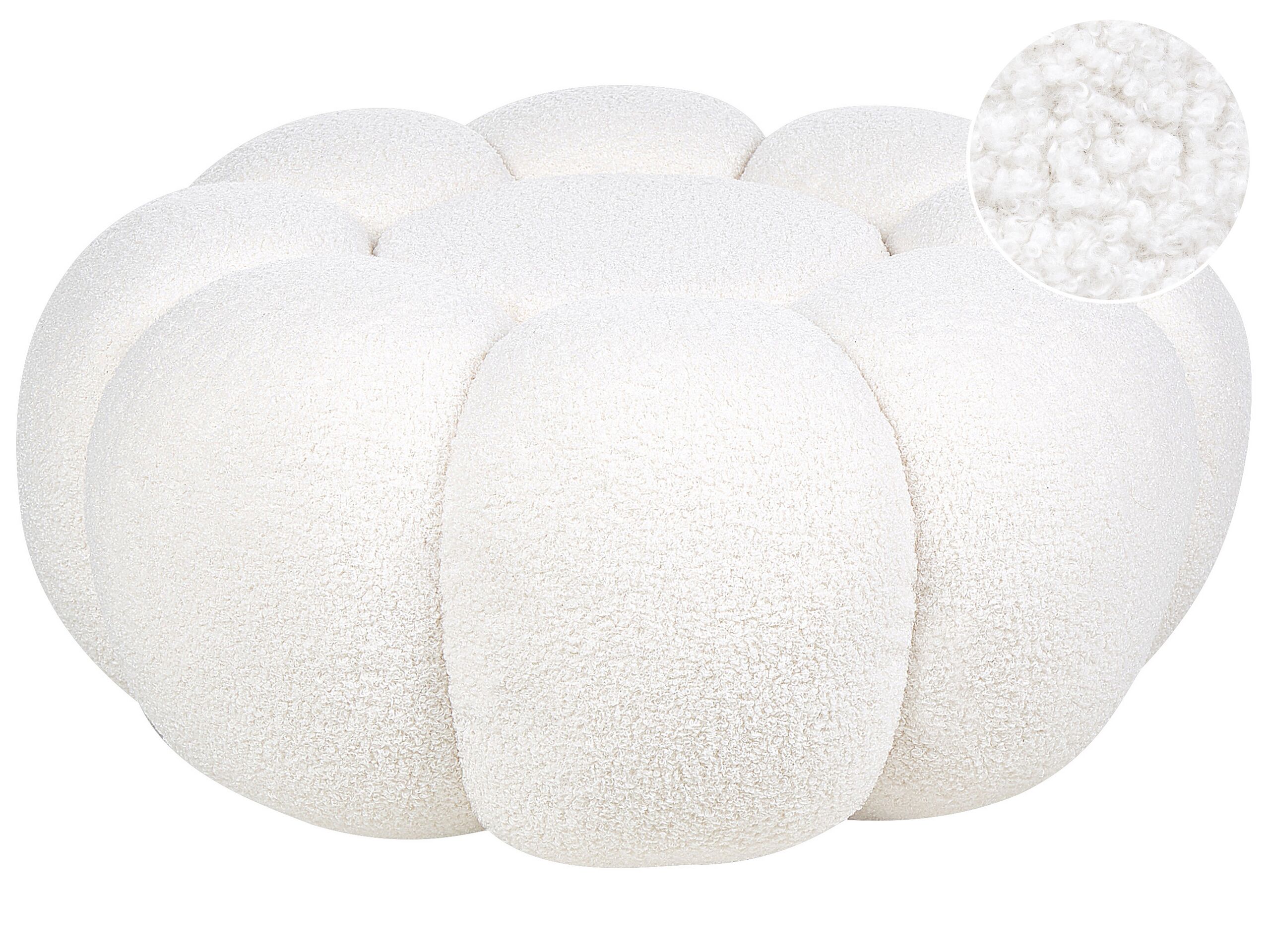 Boucle Pouffe White BEAUFORT - Gemini Interiors