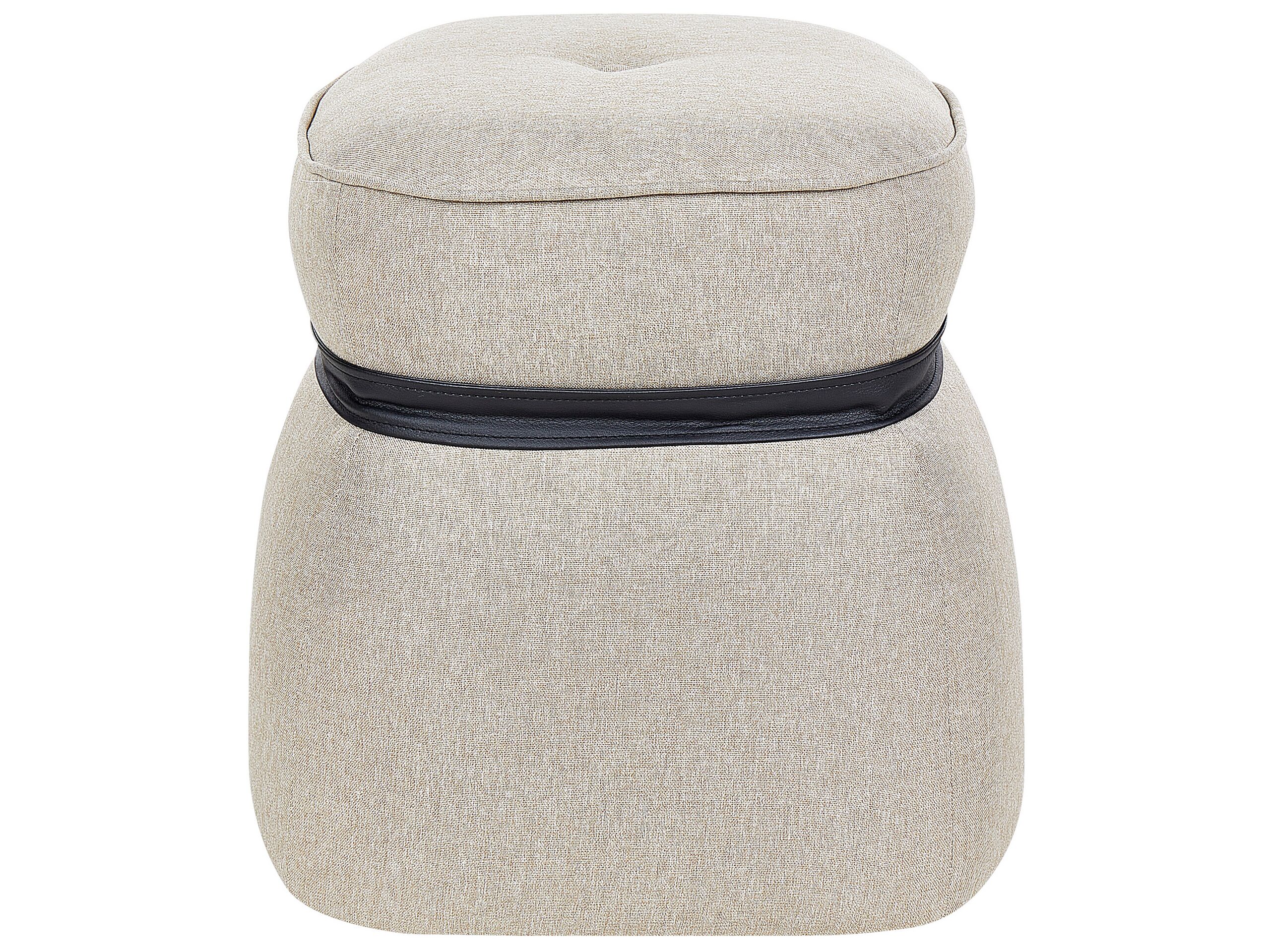 Linen Pouffe Beige MONTEREY - Gemini Interiors