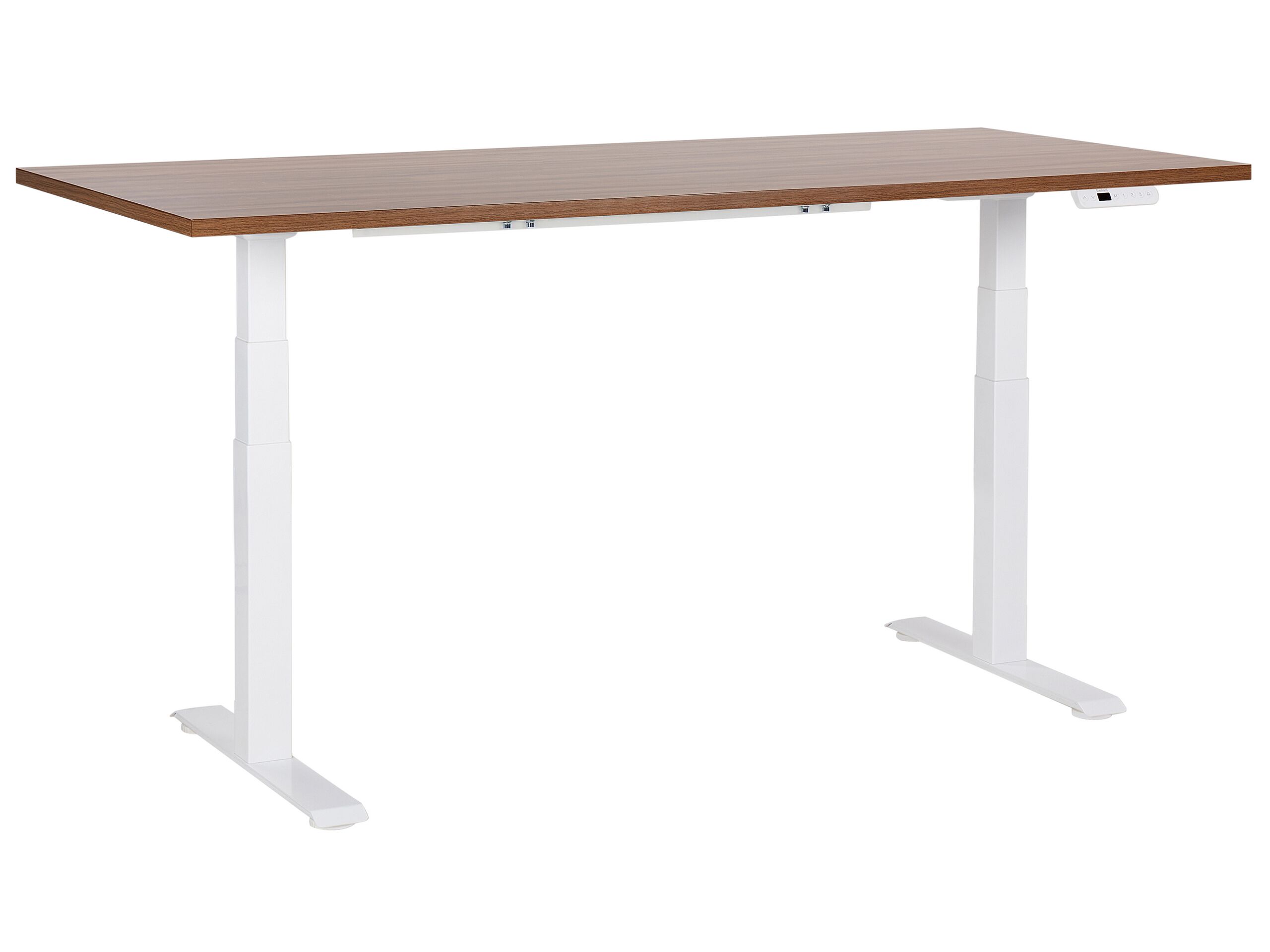 Electric Adjustable Standing Desk 180 x 80 cm Dark Wood and White DESTINES - Gemini Interiors