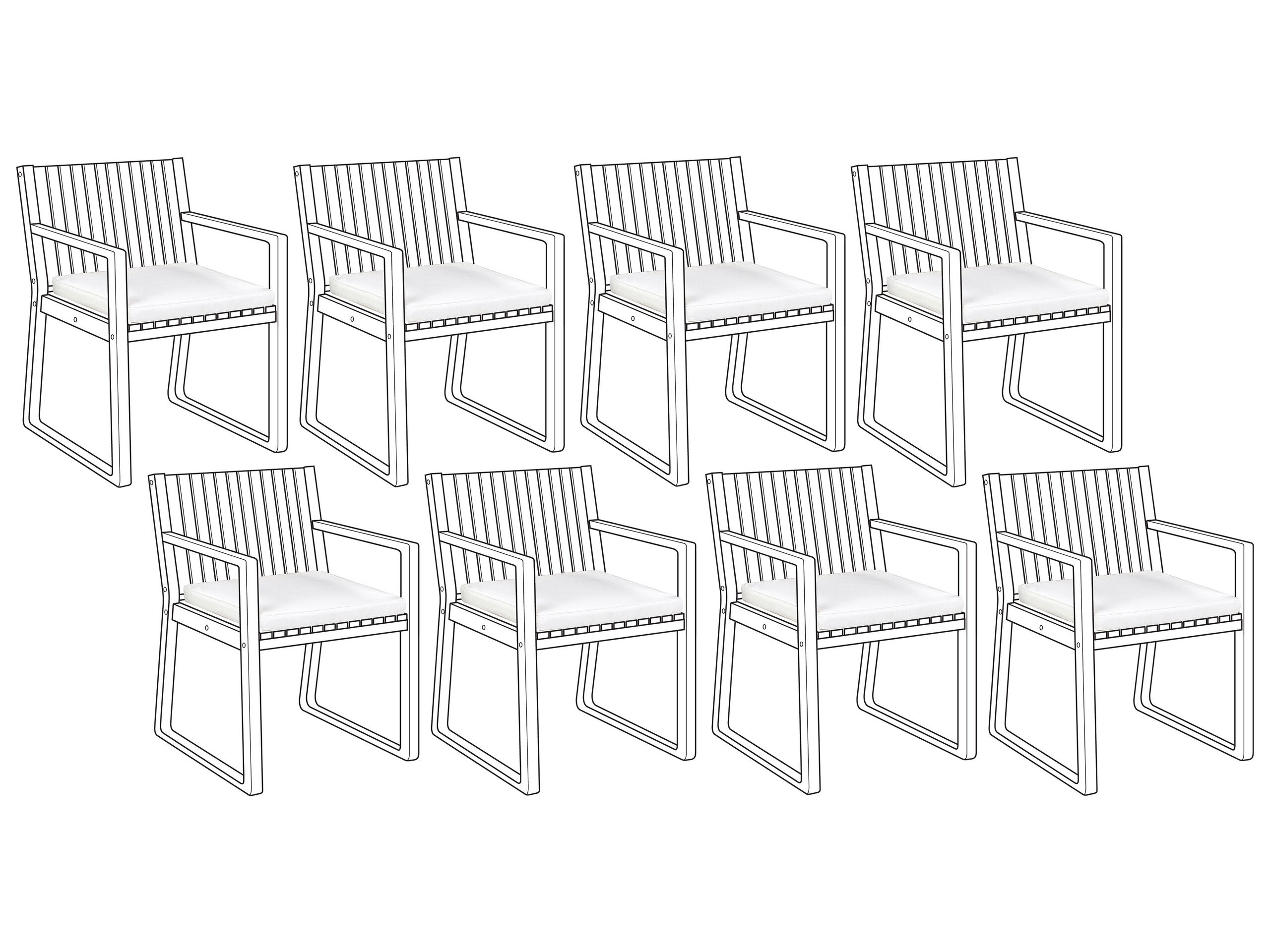 Set of 8 Outdoor Seat Pad Cushions White SASSARI - Gemini Interiors