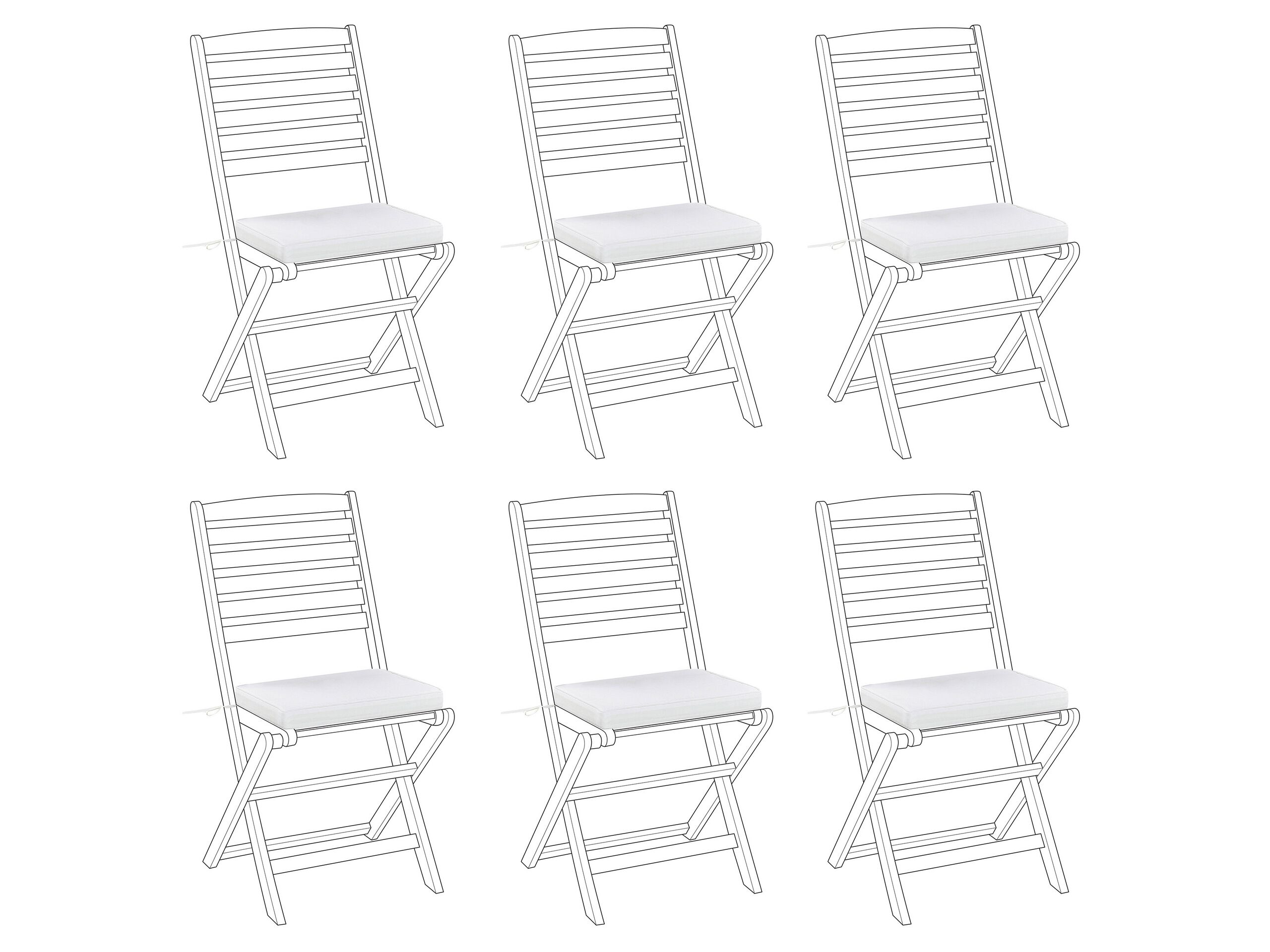 Set of 6 Outdoor Seat Pad Cushions White TOLVE - Gemini Interiors