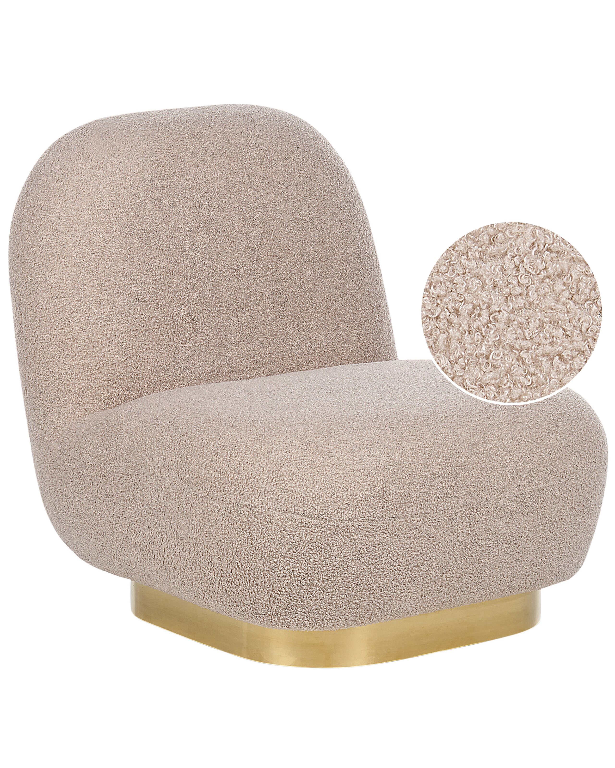 Boucle Armless Chair Beige LOVIISA - Gemini Interiors