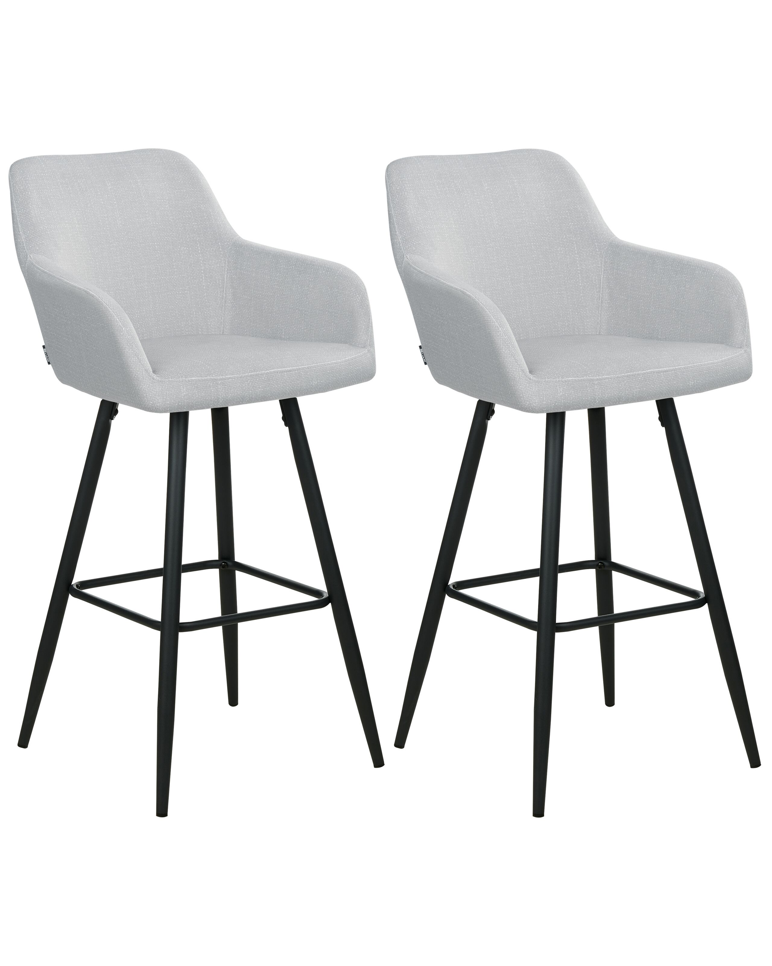 Set of 2 Velvet Bar Chairs Light Grey CASMALIA - Gemini Interiors