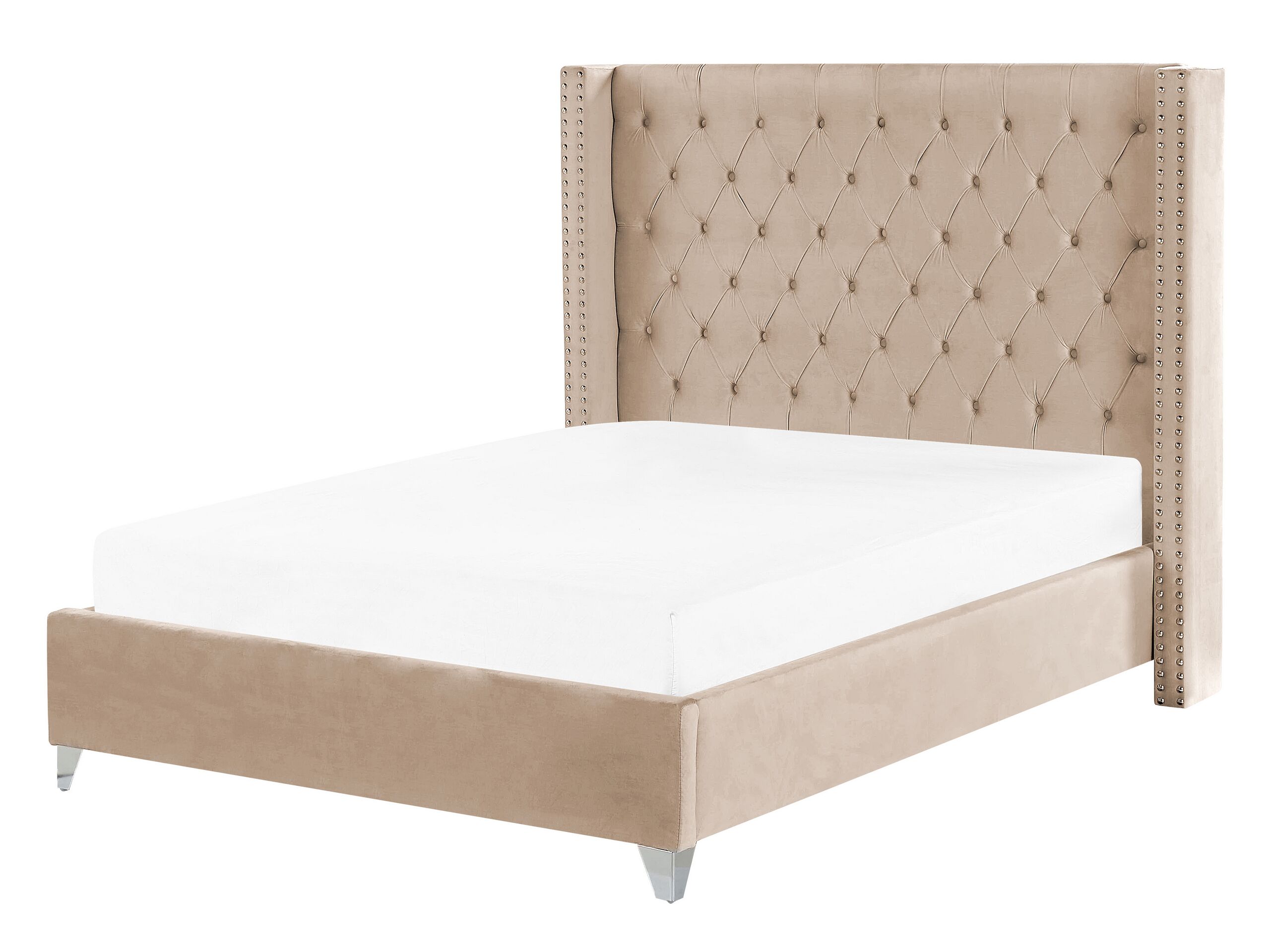Velvet EU Double Size Bed Beige LUBBON - Gemini Interiors