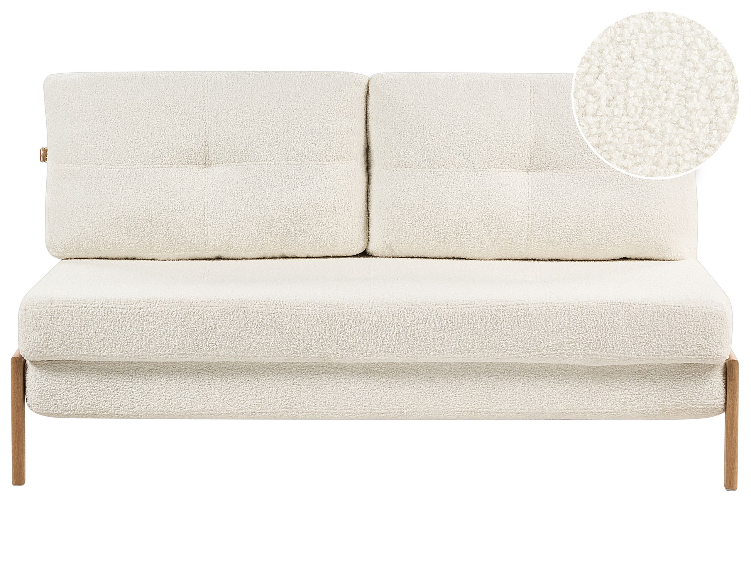 Boucle Sofa Bed White EDLAND - Gemini Interiors