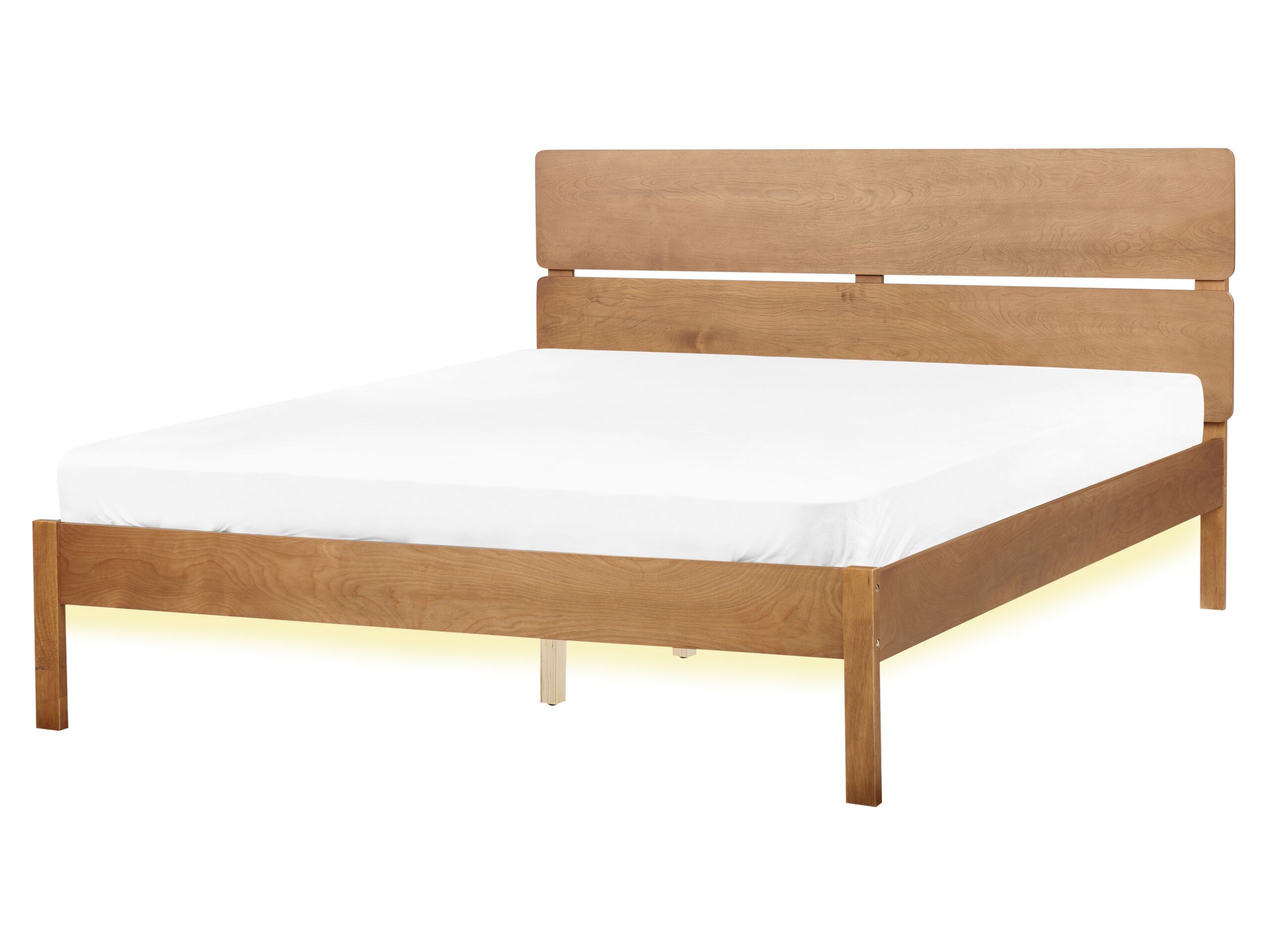 EU King Size Bed with LED Light Wood BOISSET - Gemini Interiors