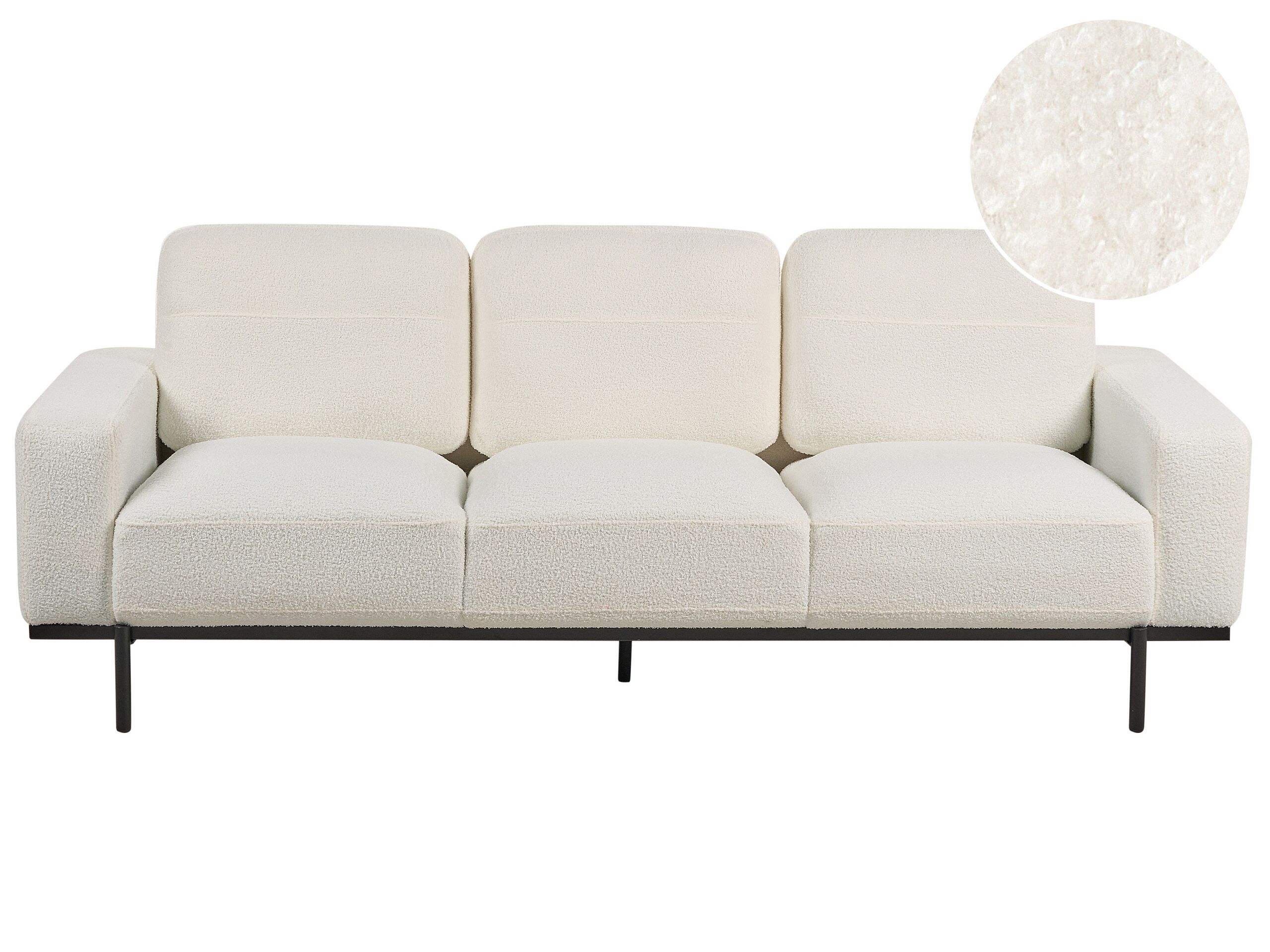 3 Seater Sofa Boucle White SOVIK - Gemini Interiors