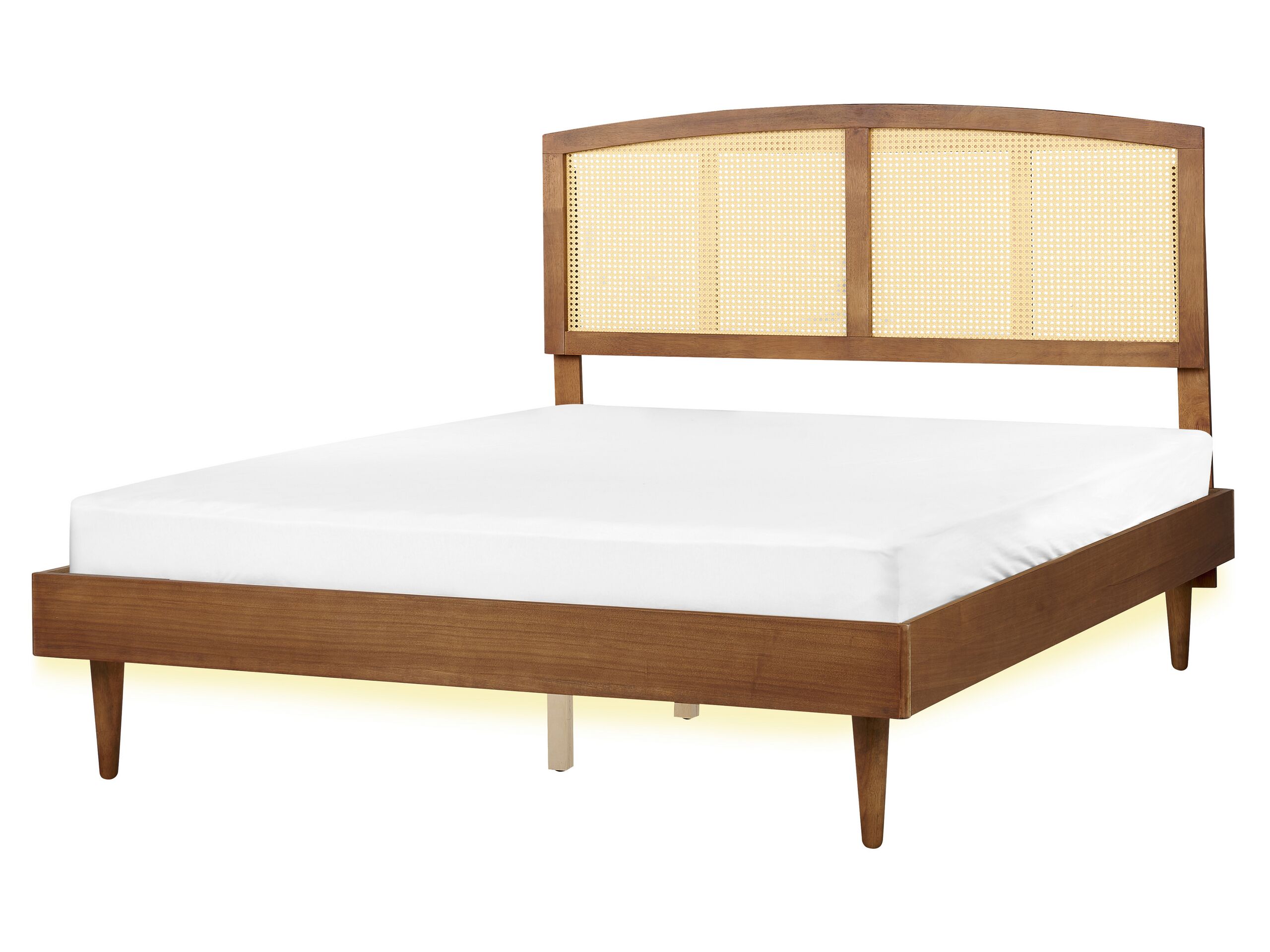 EU King Size Bed with LED Light Wood VARZY - Gemini Interiors