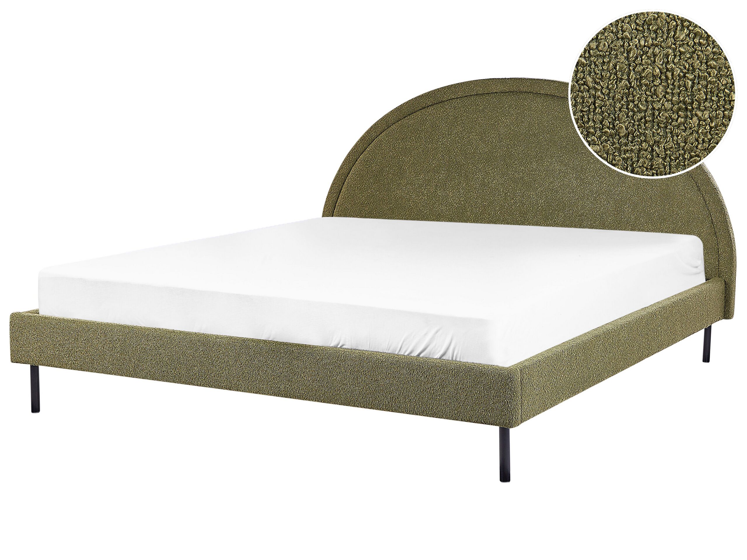 Boucle Bed EU Super King Size Green MARGUT - Gemini Interiors