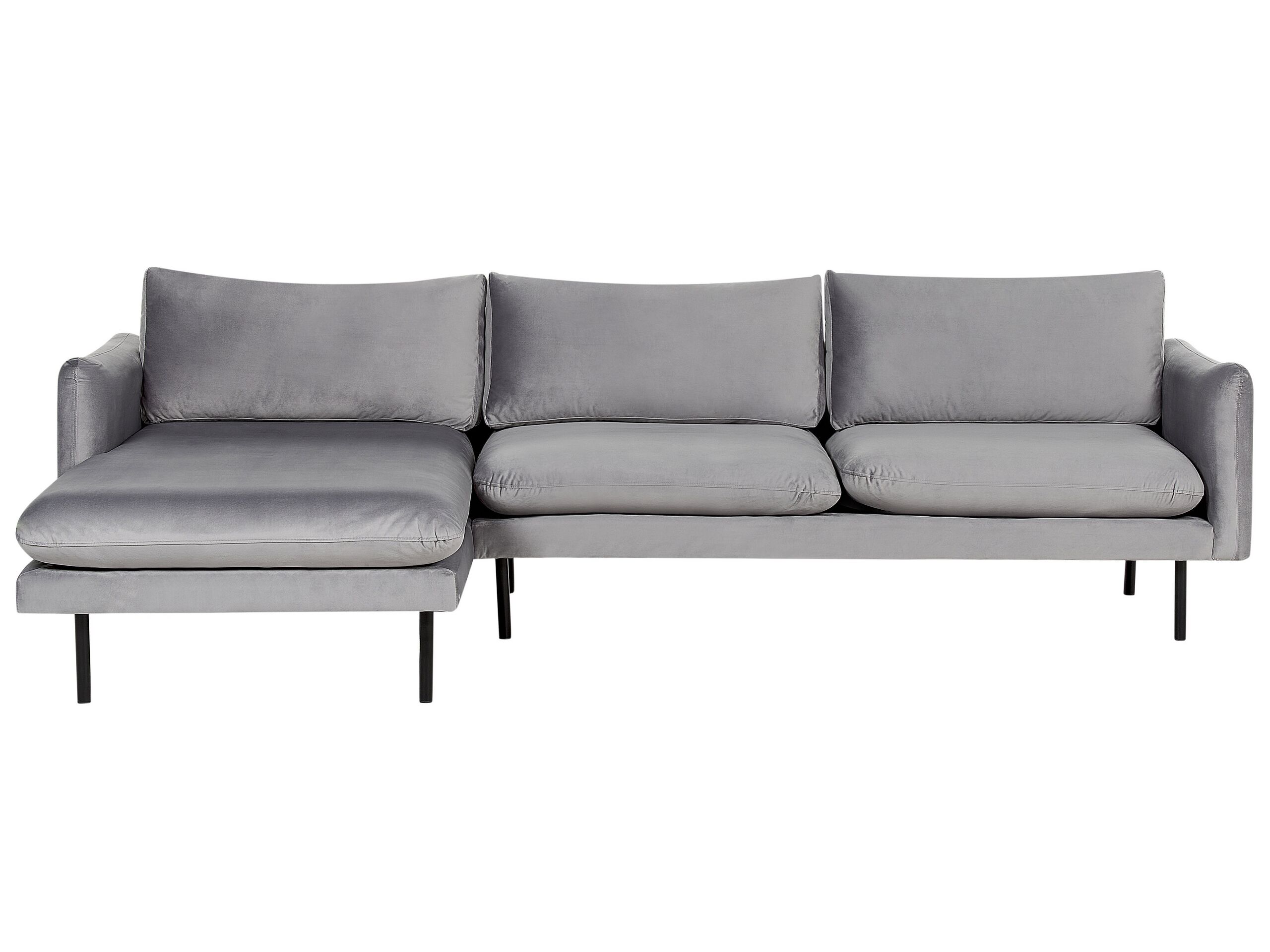 Velvet Corner Sofa Right Hand Grey VINTERBRO - Gemini Interiors