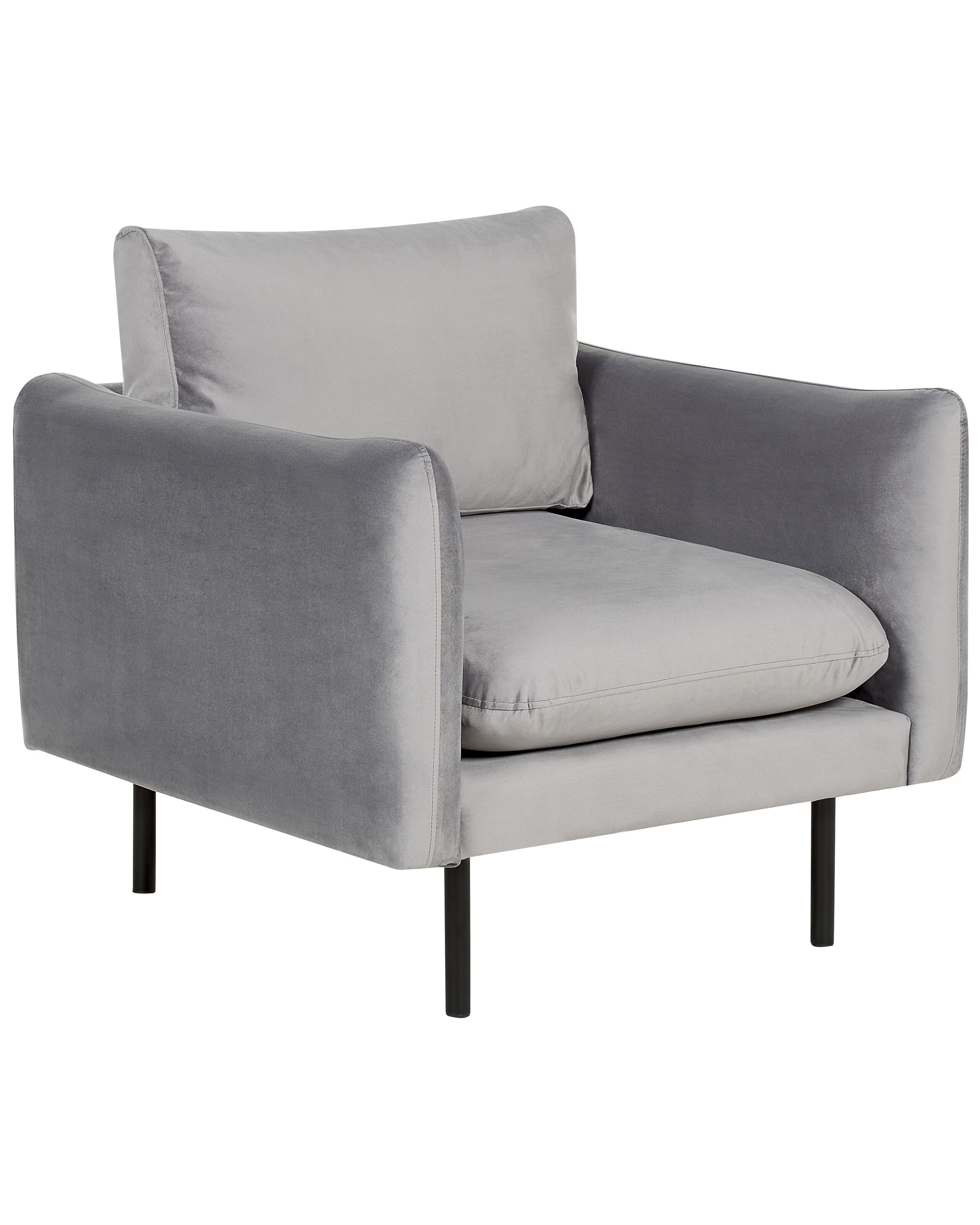 Velvet Armchair Grey VINTERBRO - Gemini Interiors