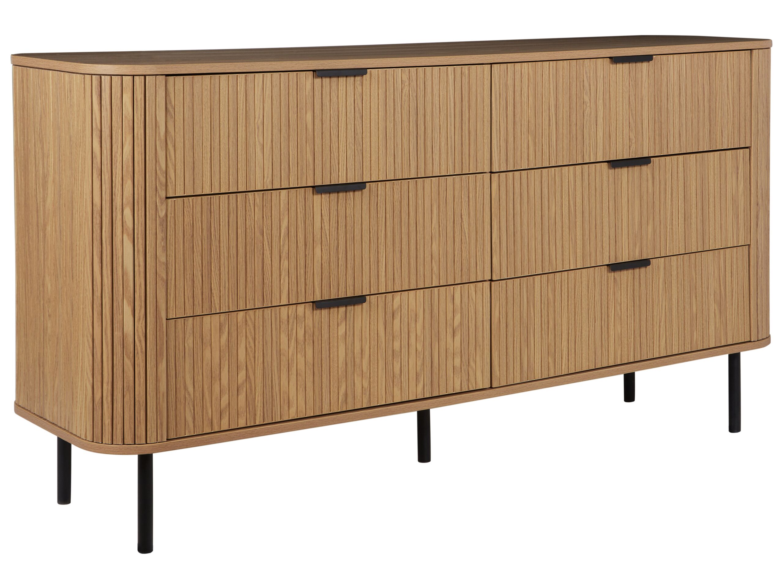 LISBON Oak Finish Chest of Drawers - Extra Large-sized, 6 Drawers - Gemini Interiors