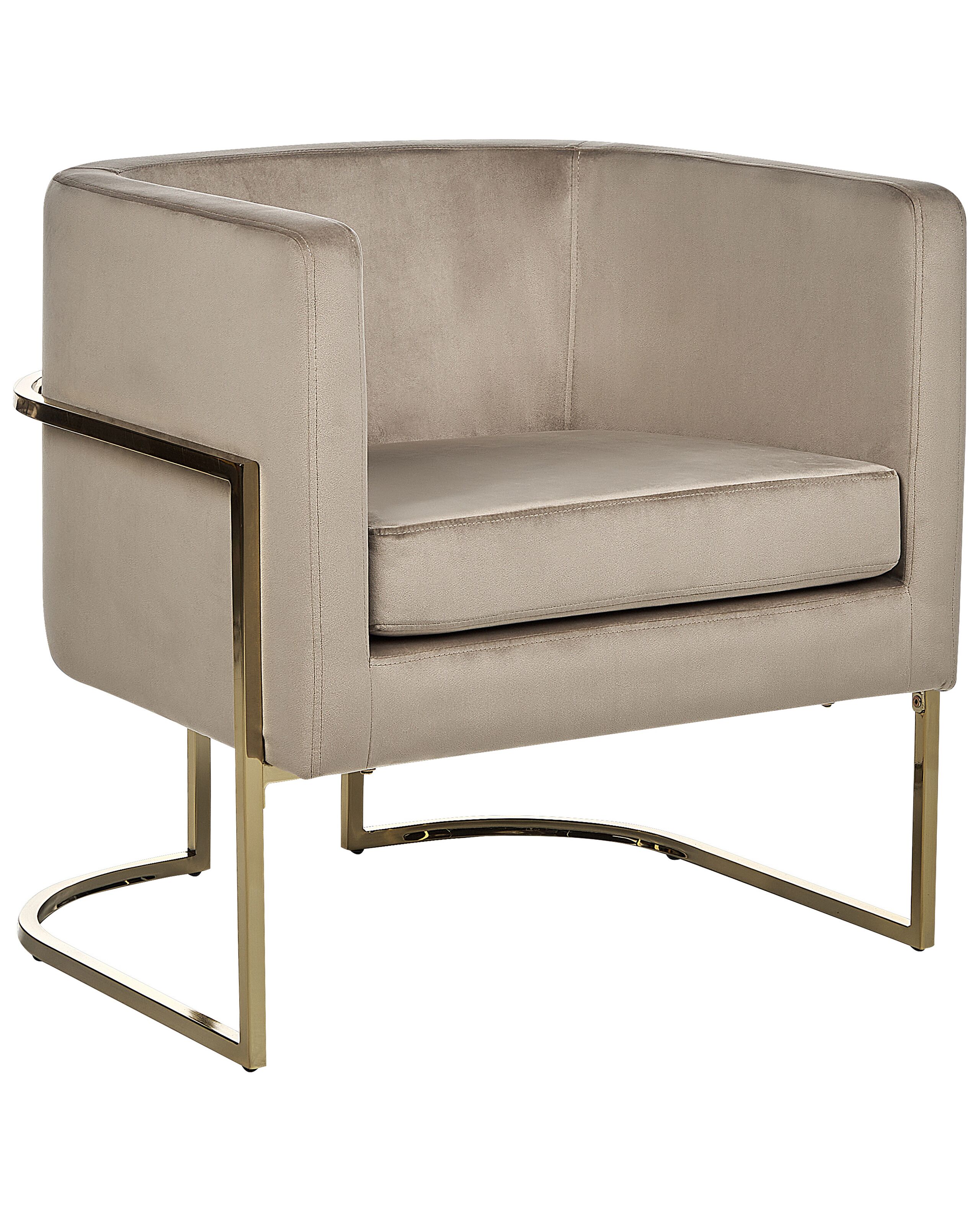 Velvet Armchair Taupe SIRKKA - Gemini Interiors