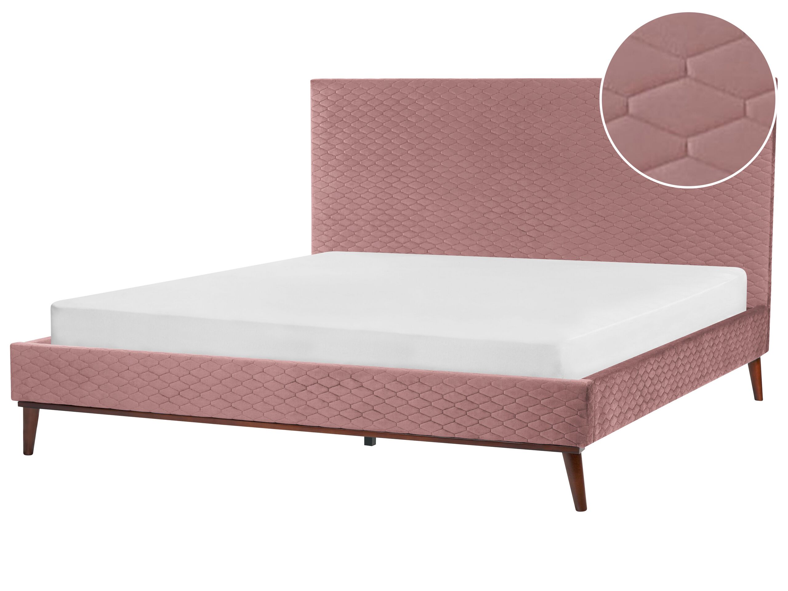 Velvet EU Super King Size Bed Pink BAYONNE - Gemini Interiors
