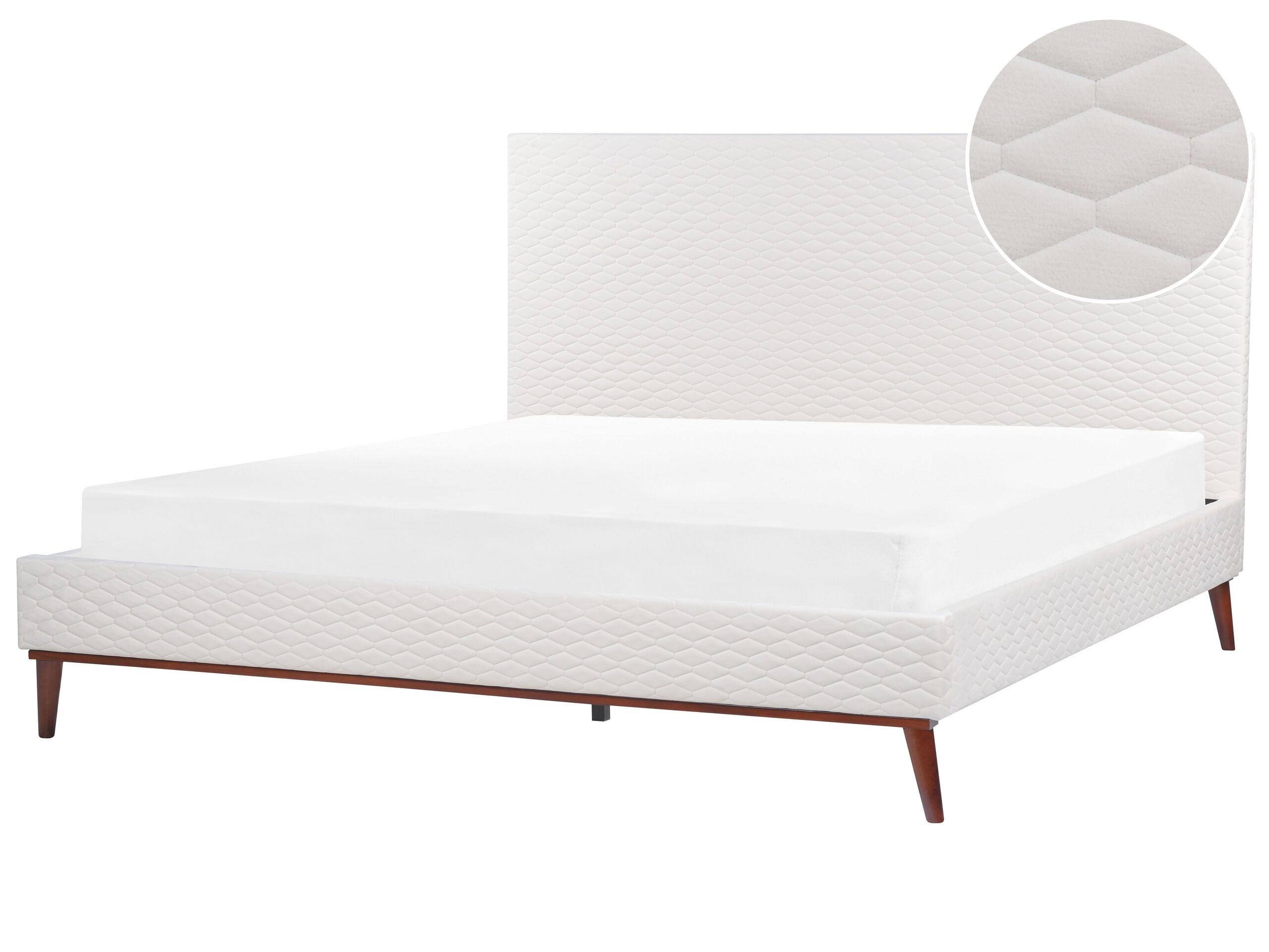Velvet EU Super King Size Bed Off-White BAYONNE - Gemini Interiors