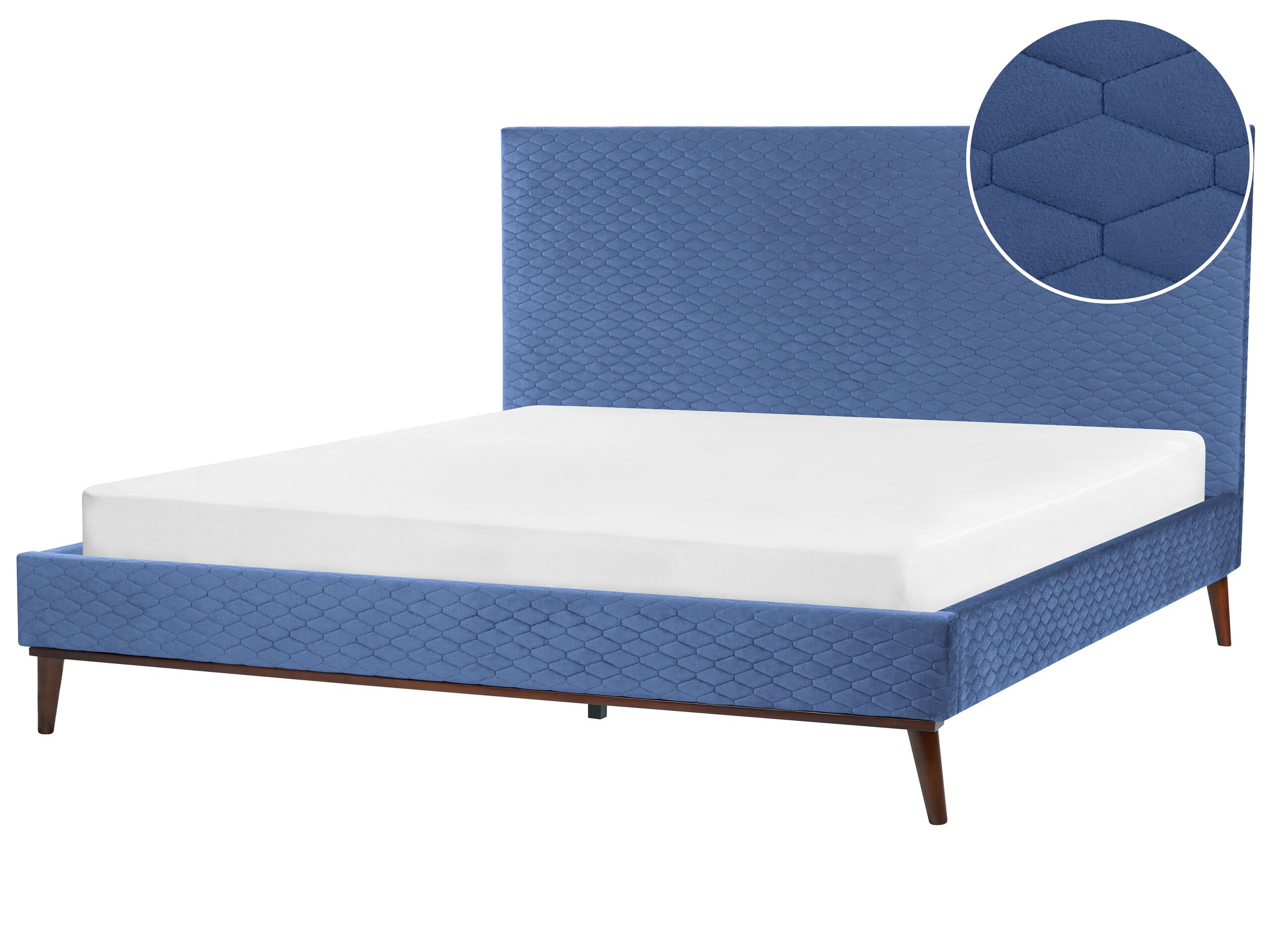 Velvet EU Super King Size Bed Blue BAYONNE - Gemini Interiors