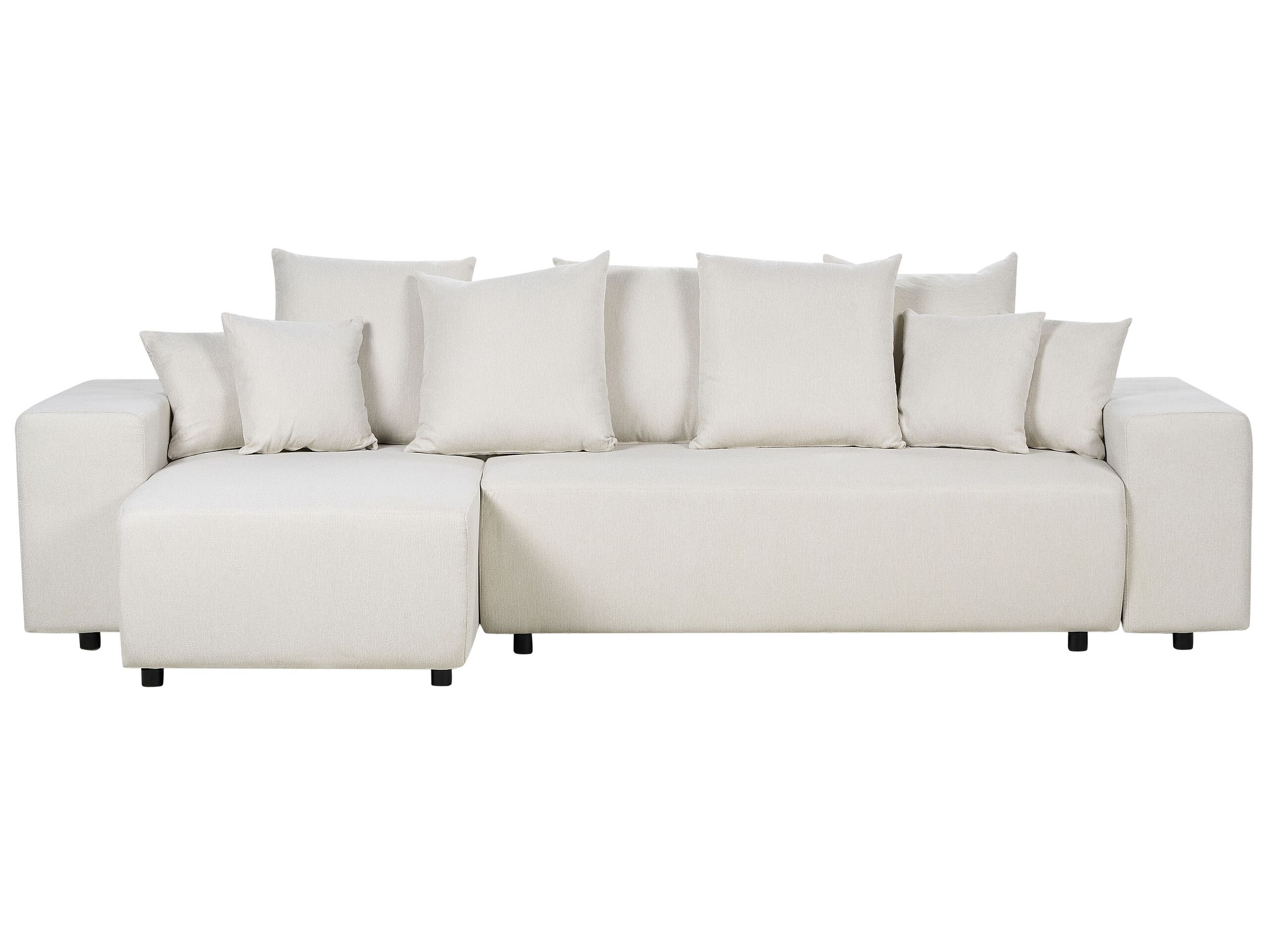 Right Hand Fabric Corner Sofa Bed with Storage Light Beige LUSPA - Gemini Interiors