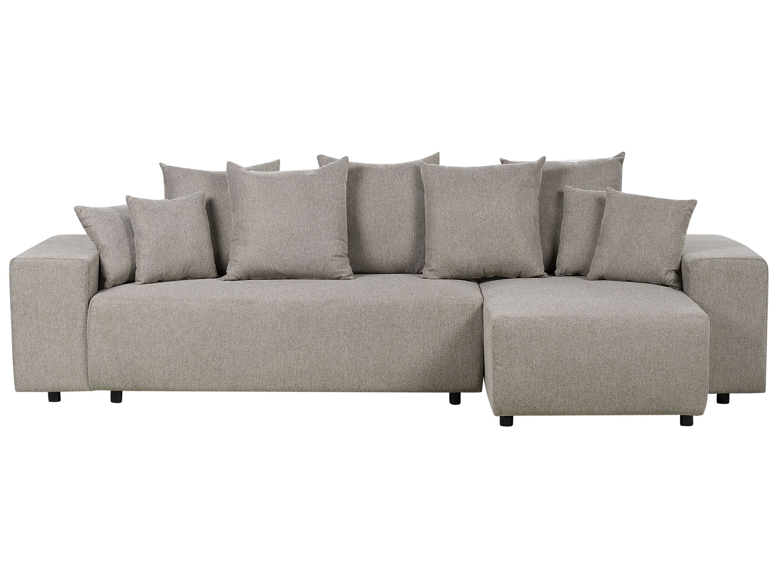 Left Hand Fabric Corner Sofa Bed with Storage Taupe LUSPA - Gemini Interiors