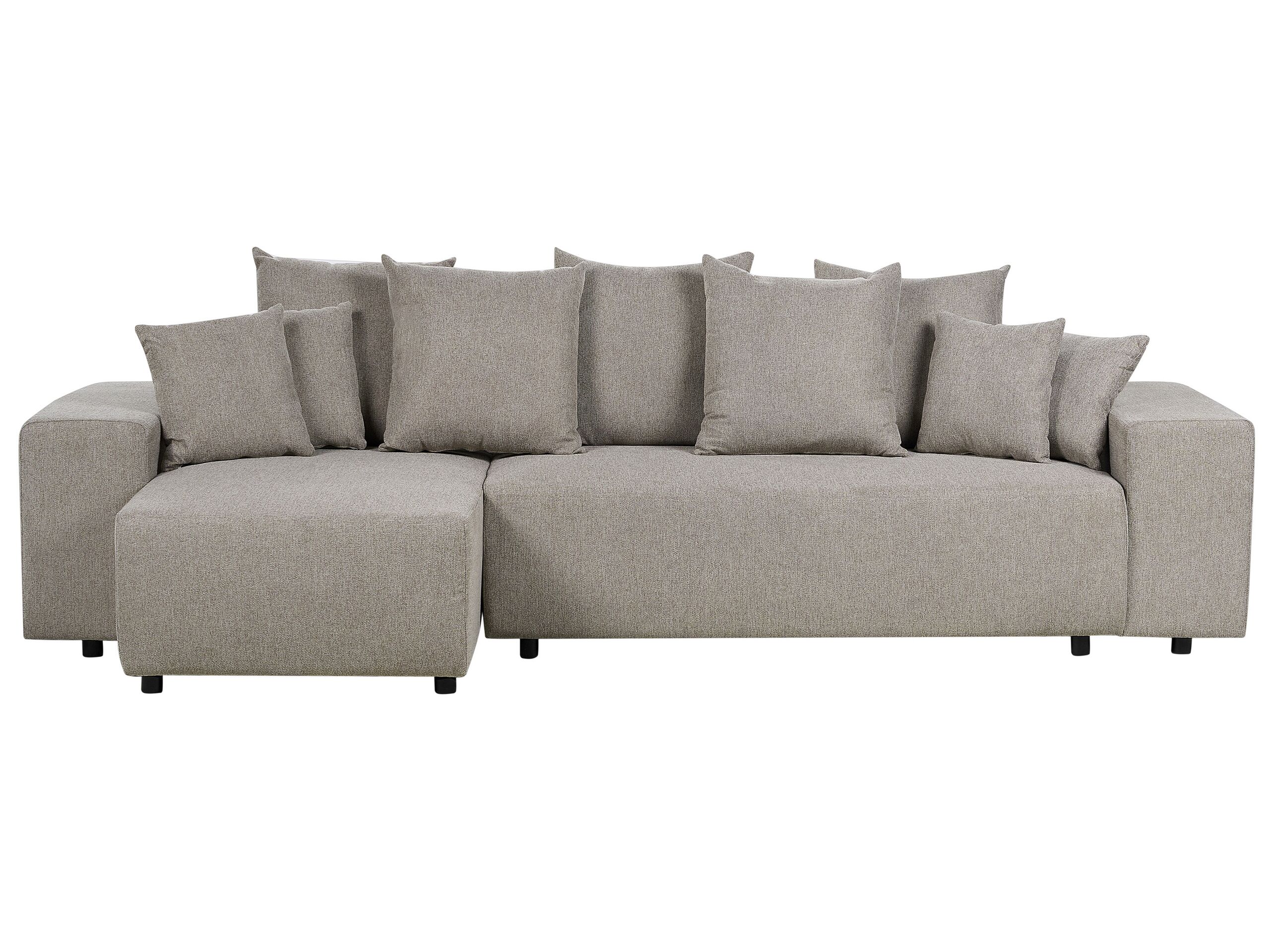 Right Hand Fabric Corner Sofa Bed with Storage Taupe LUSPA - Gemini Interiors