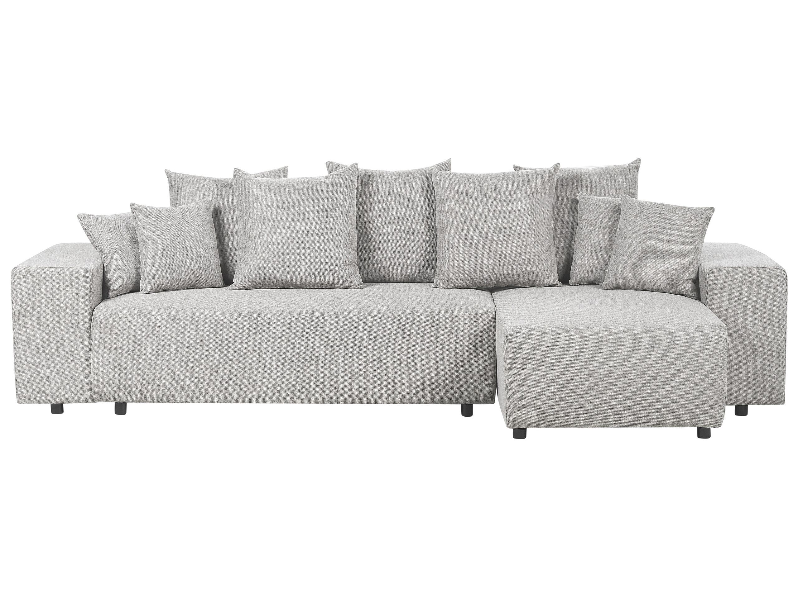 Left Hand Fabric Corner Sofa Bed with Storage Light Grey LUSPA - Gemini Interiors
