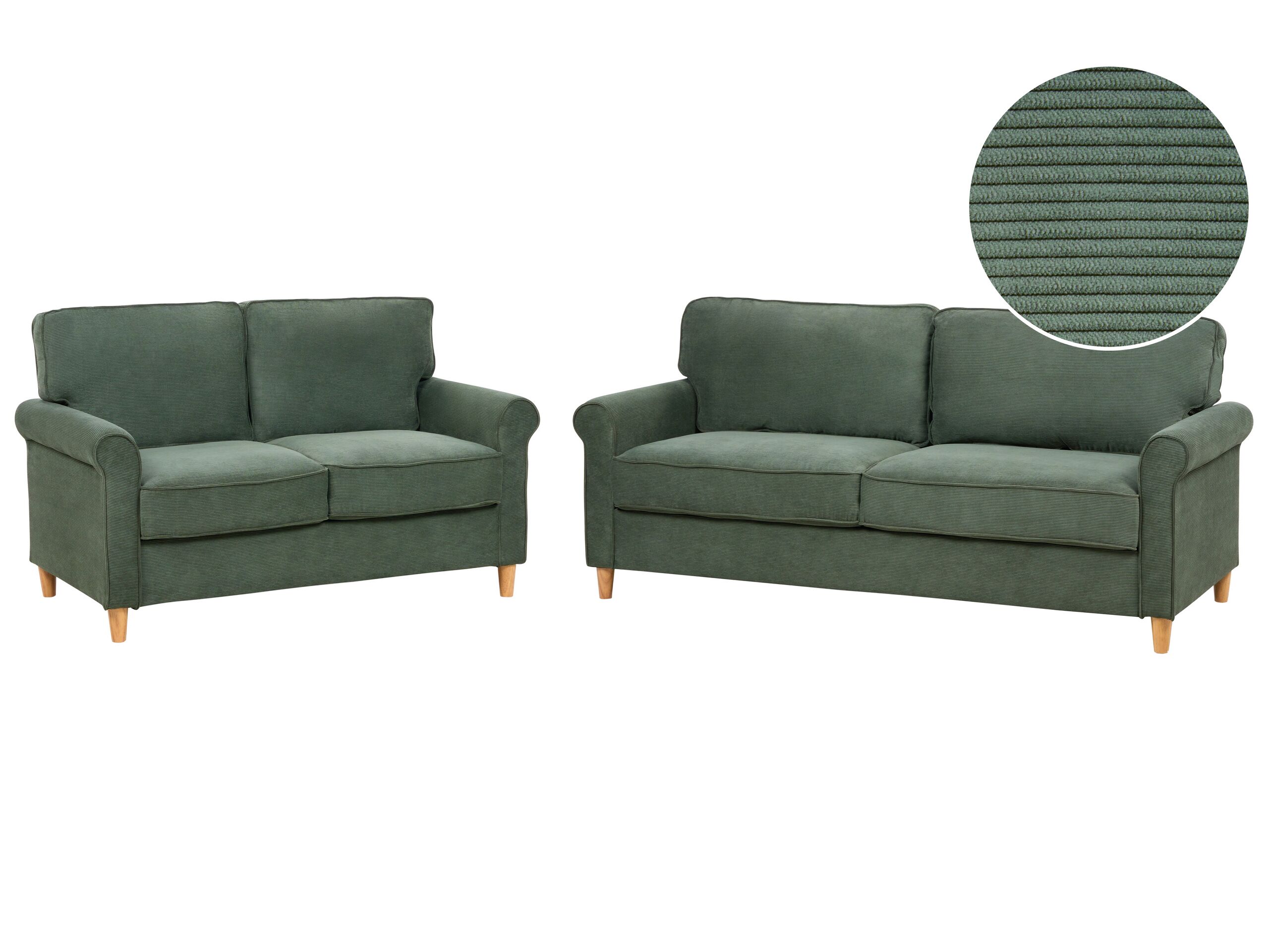 Corduroy Sofa Set Dark Green RONNEBY - Gemini Interiors
