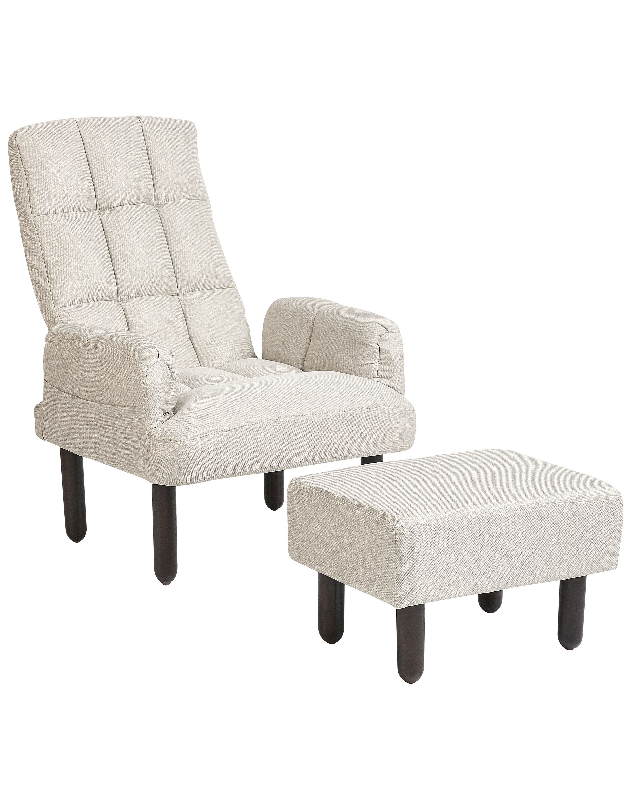 Linen Recliner Chair with Ottoman Beige OLAND - Gemini Interiors