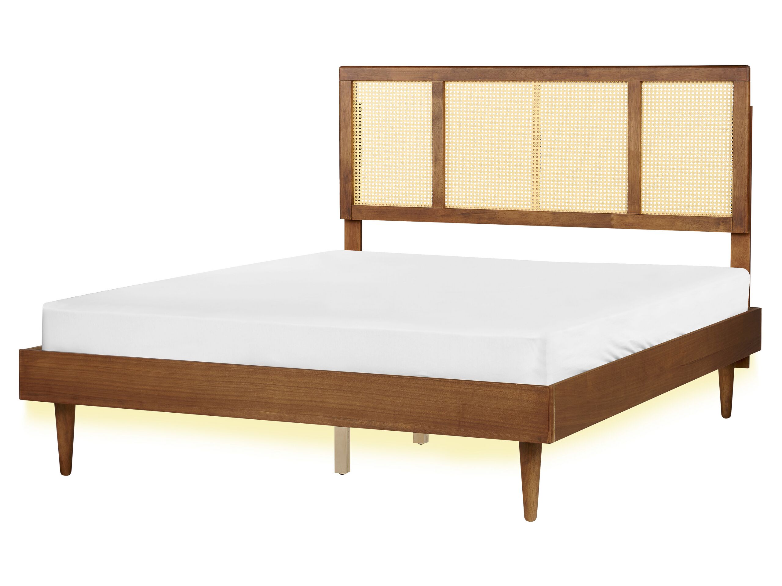 EU King Size Bed with LED Light Wood AURAY - Gemini Interiors